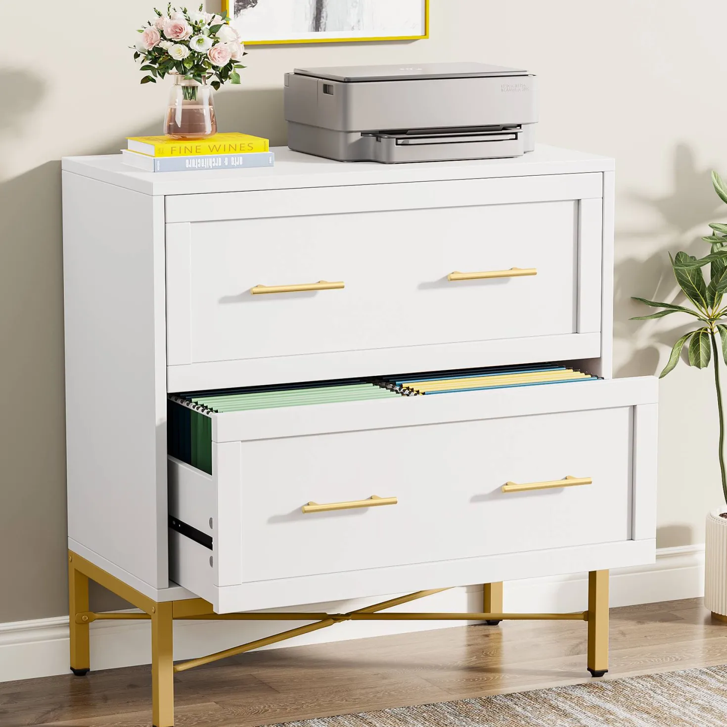 2-Drawer File Cabinet, Lateral Storage Cabinet Printer Stand