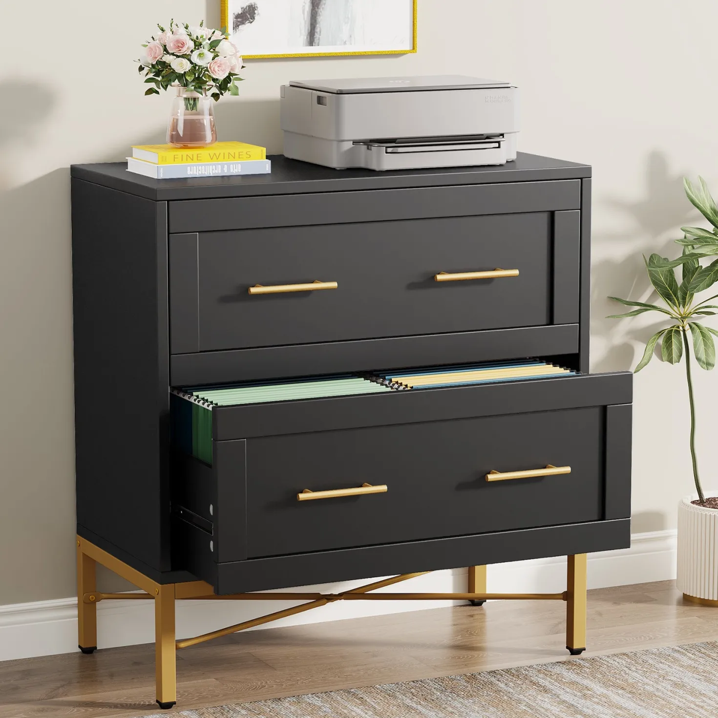 2-Drawer File Cabinet, Lateral Storage Cabinet Printer Stand