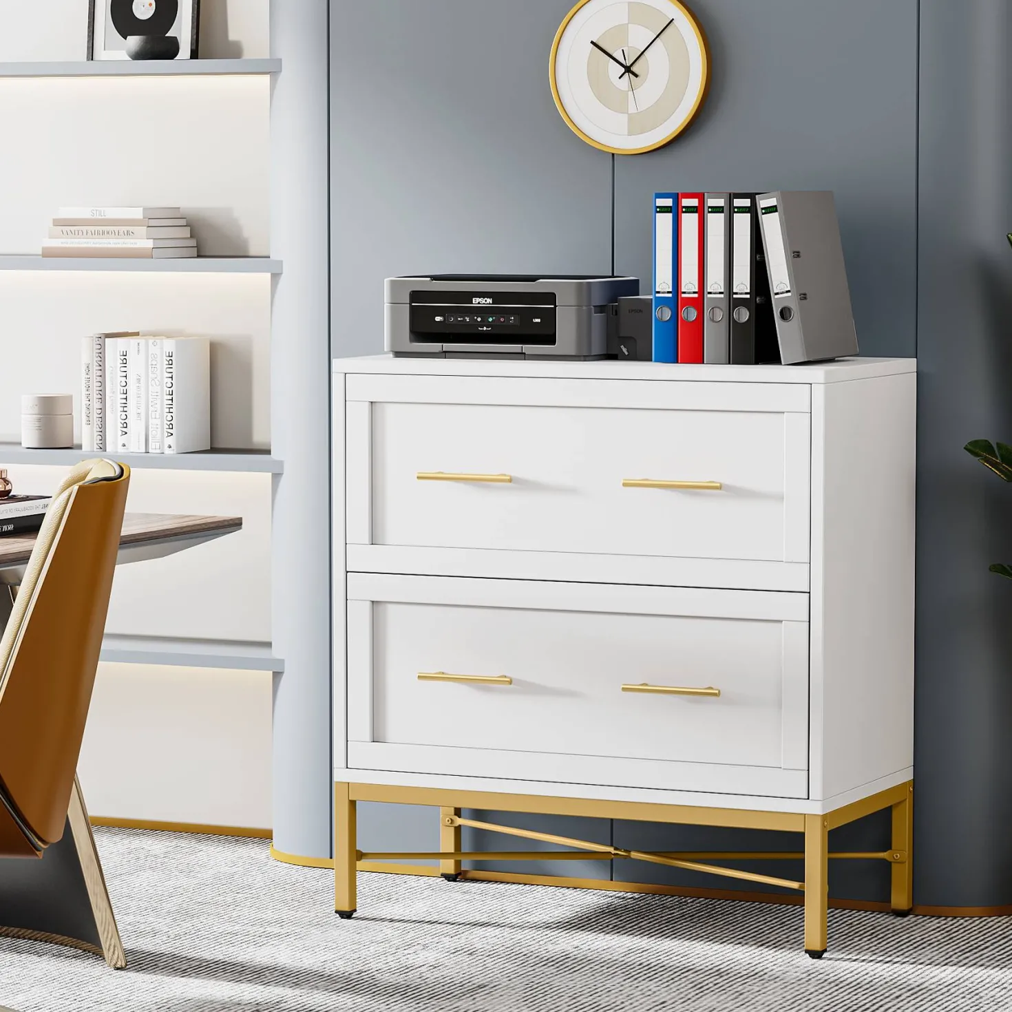 2-Drawer File Cabinet, Lateral Storage Cabinet Printer Stand