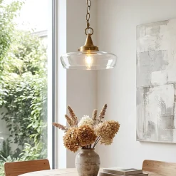Elegant Light Fixture, 1-Light Glass Shade Pendant Light for Dining Room