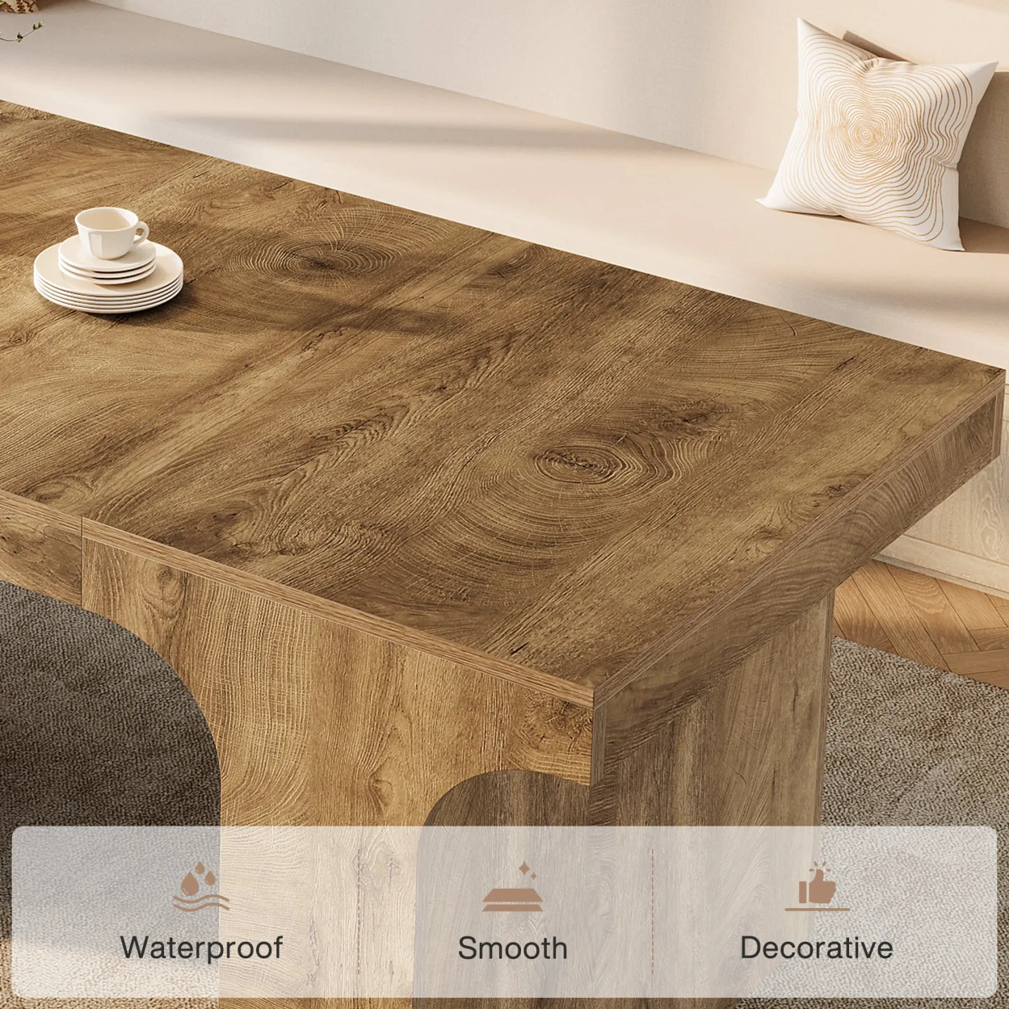 Farmhouse Dining Table, 70.87" Rectangular Kitchen Dining Table for 6-8 People