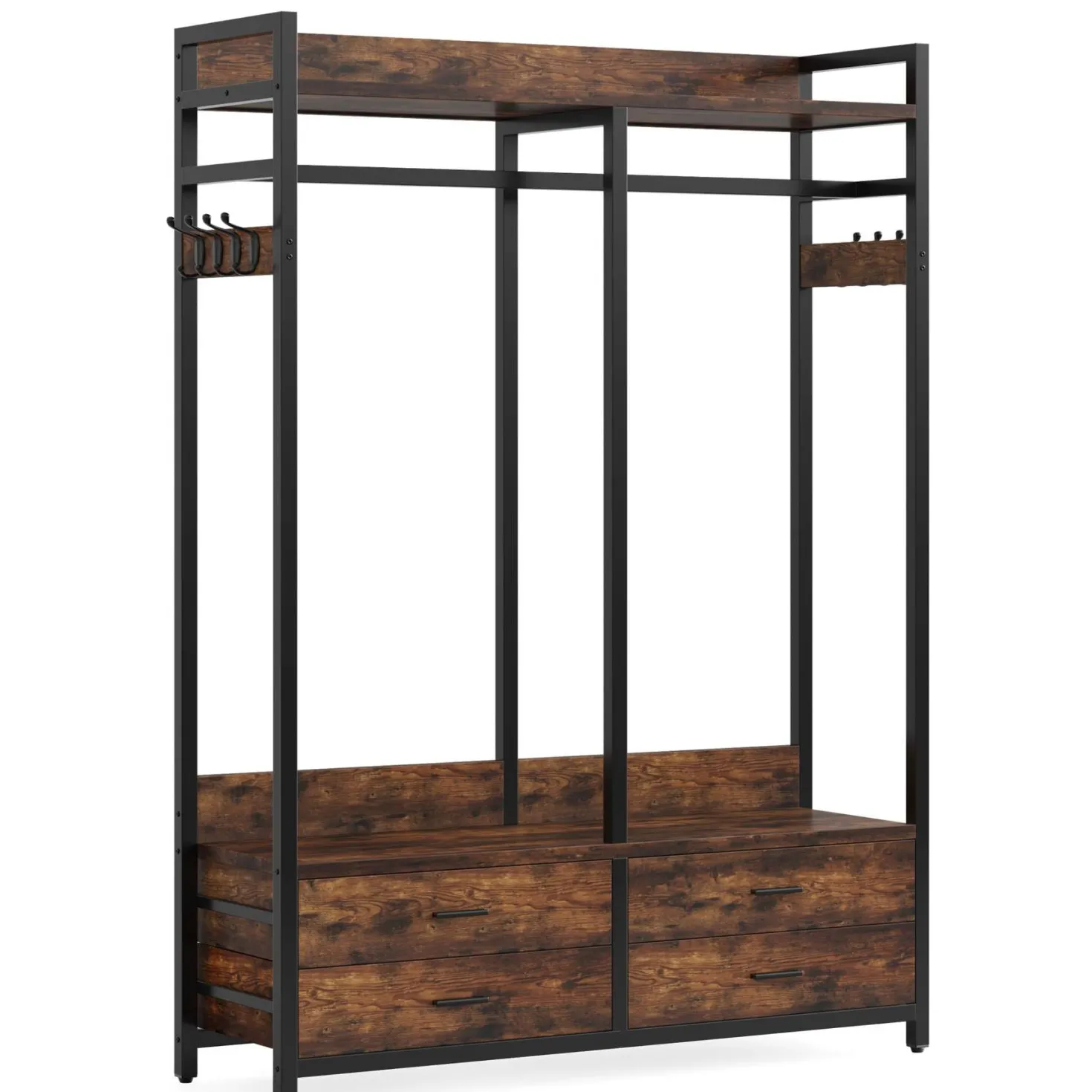 Freestanding Closet Organizer, Garment Rack with Drawers & Shelves