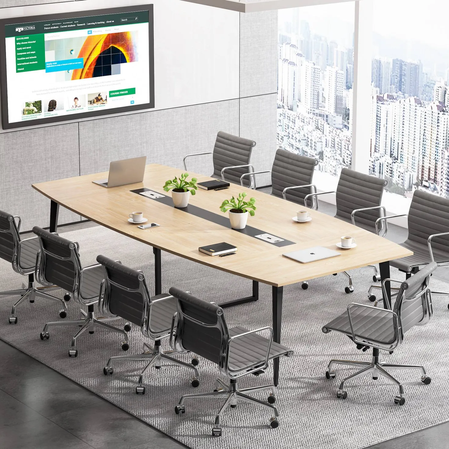 6FT / 8FT Conference Table, Modern Boat Shaped Meeting Table