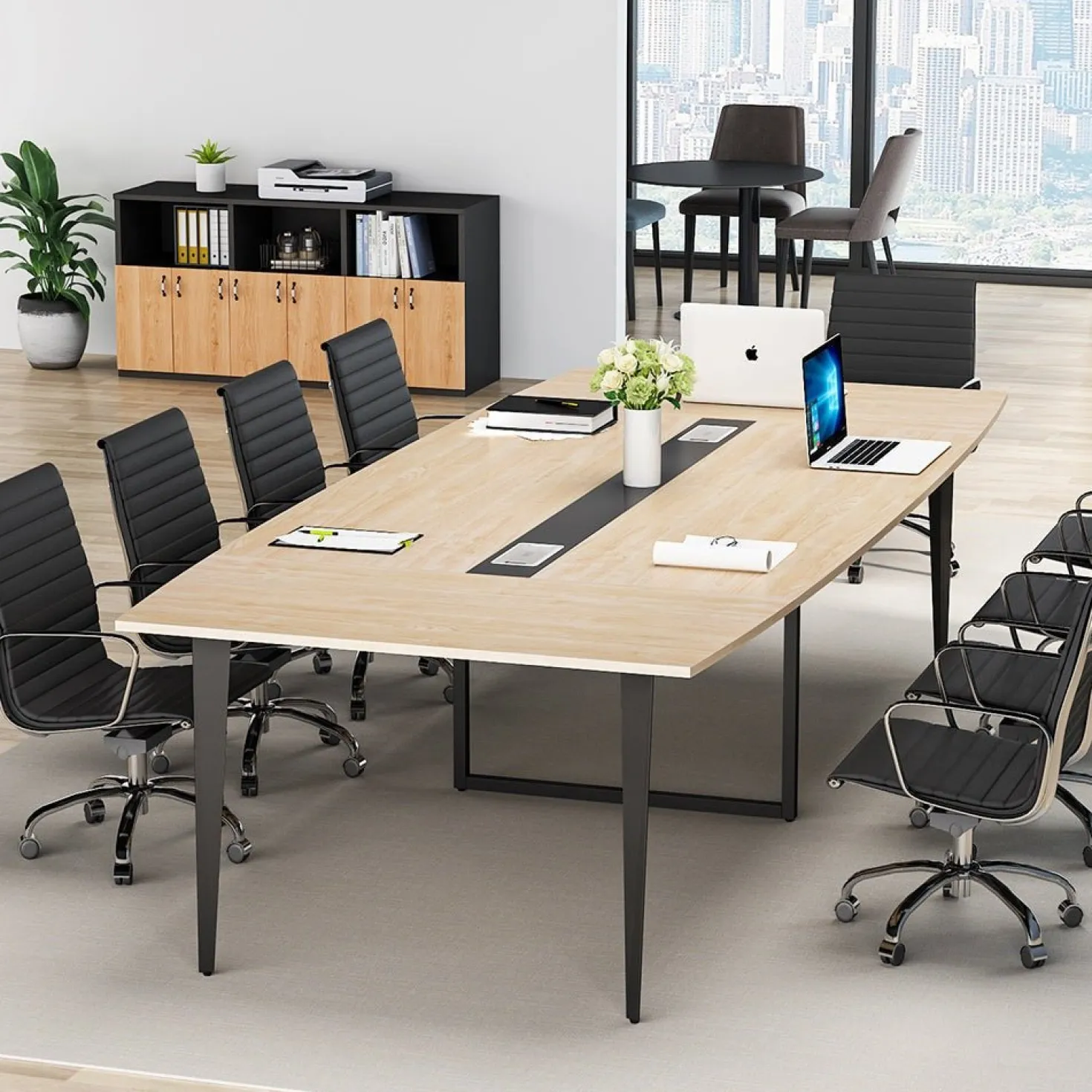 6FT / 8FT Conference Table, Modern Boat Shaped Meeting Table
