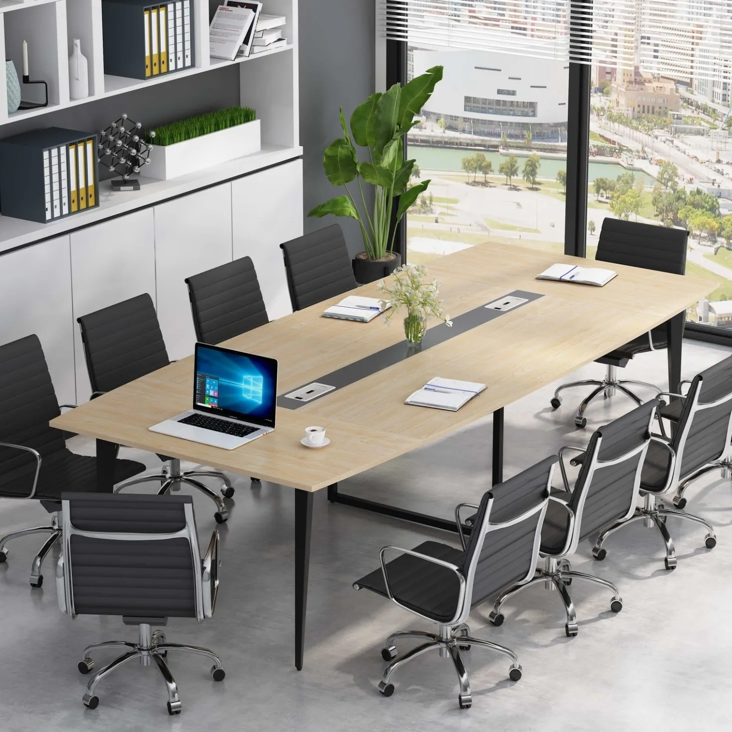 6FT / 8FT Conference Table, Modern Boat Shaped Meeting Table