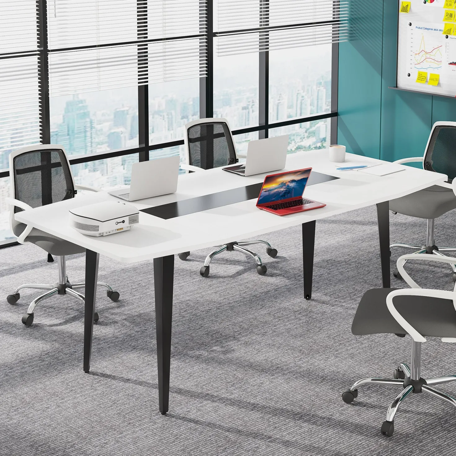6FT / 8FT Conference Table, Modern Boat Shaped Meeting Table