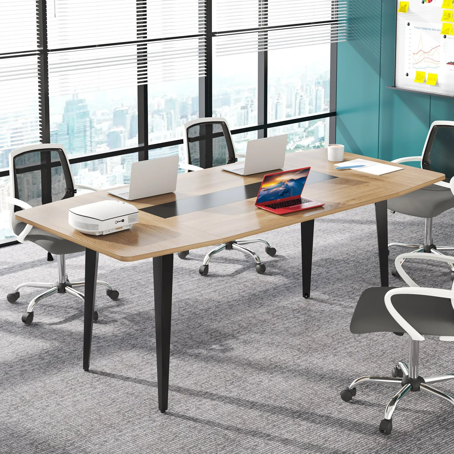 6FT / 8FT Conference Table, Modern Boat Shaped Meeting Table