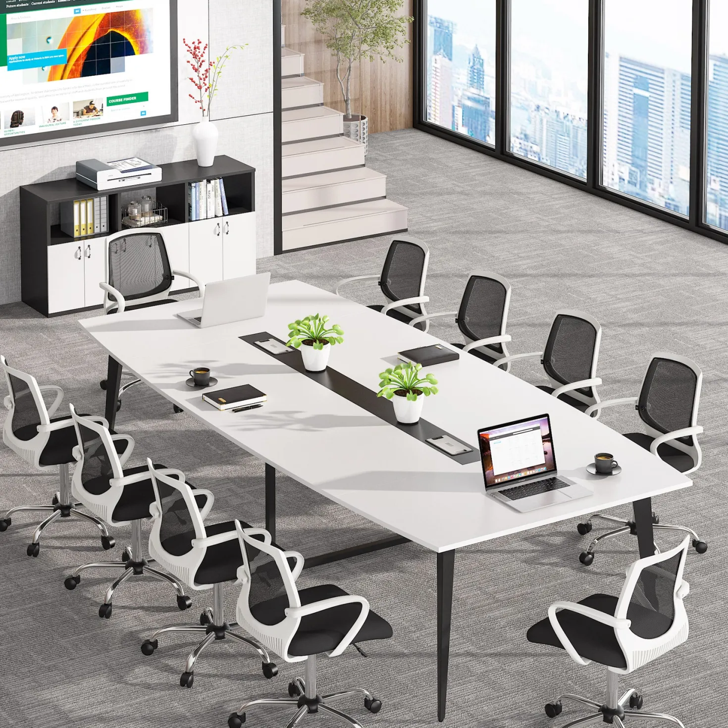 6FT / 8FT Conference Table, Modern Boat Shaped Meeting Table