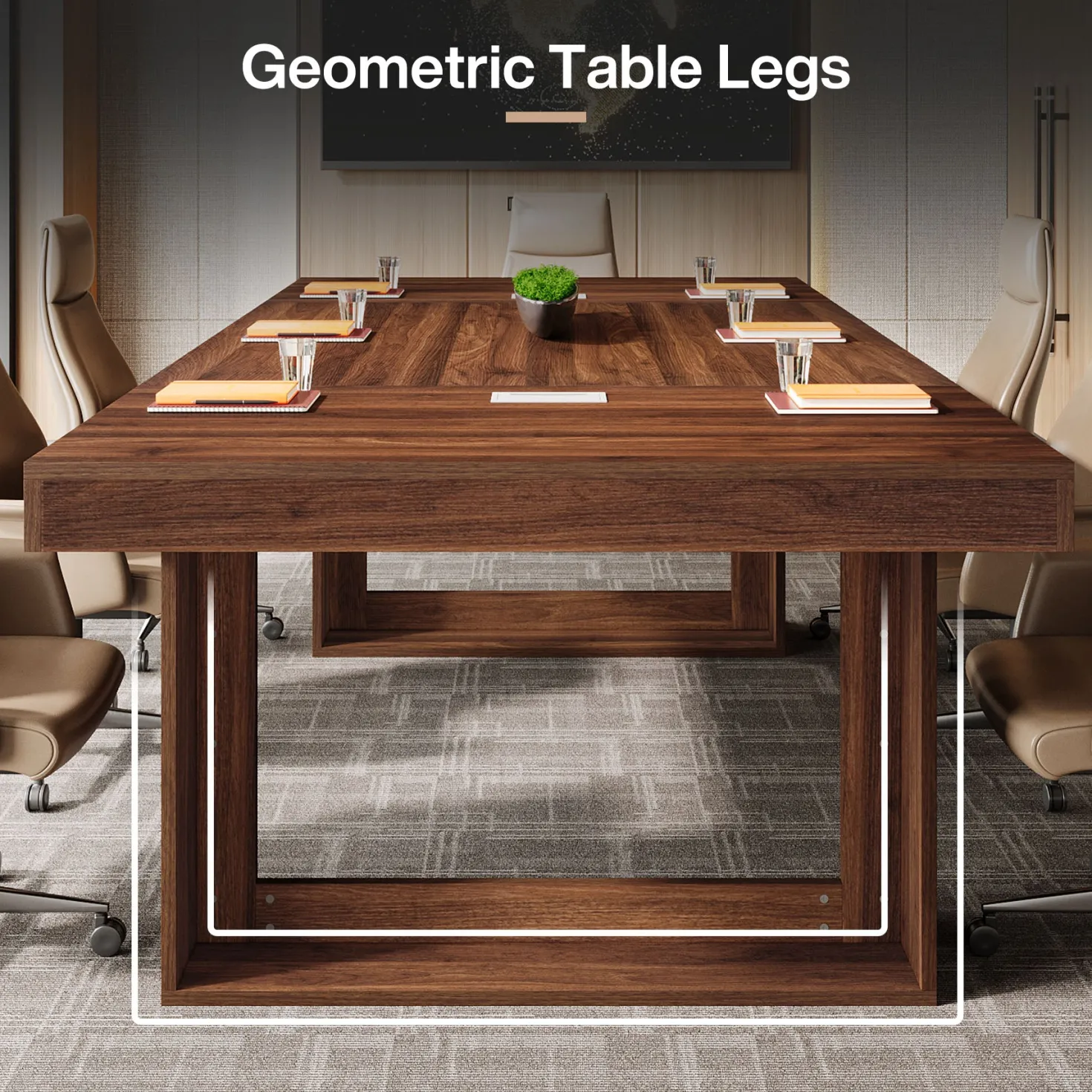 8FT Conference Table, 94.5" Meeting Table with 2 Cable Grommet for 8-10