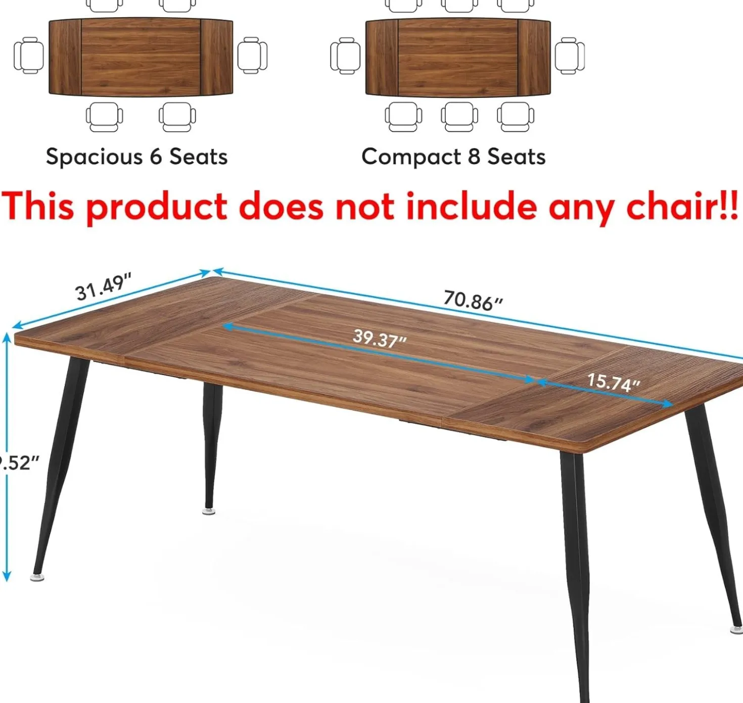 6FT Conference Table, Rectangular Meeting Room Table Seminar Desk