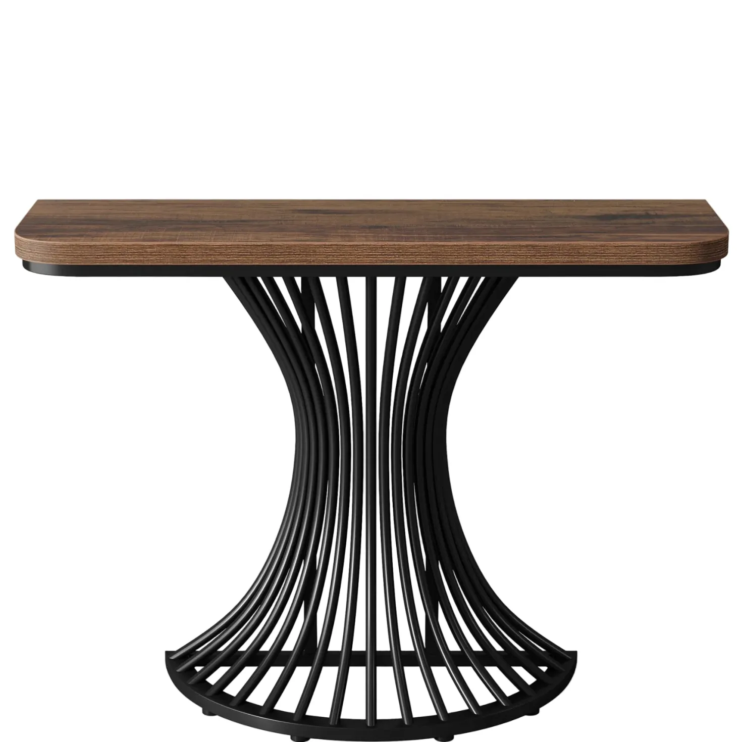 39-Inch Console Table, Accent Sofa Table with Geometric Metal Base