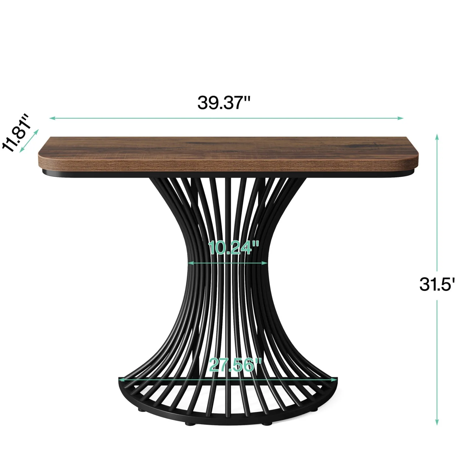 39-Inch Console Table, Accent Sofa Table with Geometric Metal Base