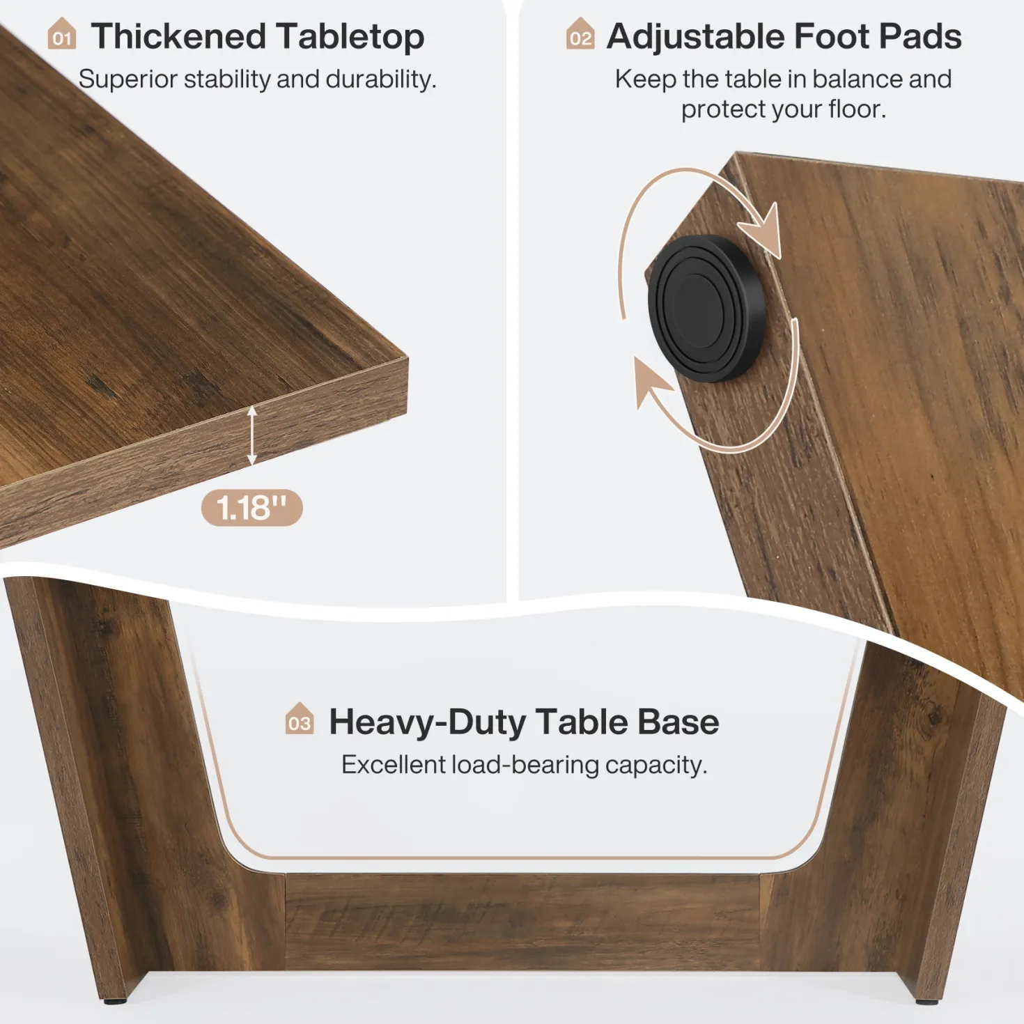 70.8-Inch Dining Table, Wood Farmhouse Kitchen Table for 4-6