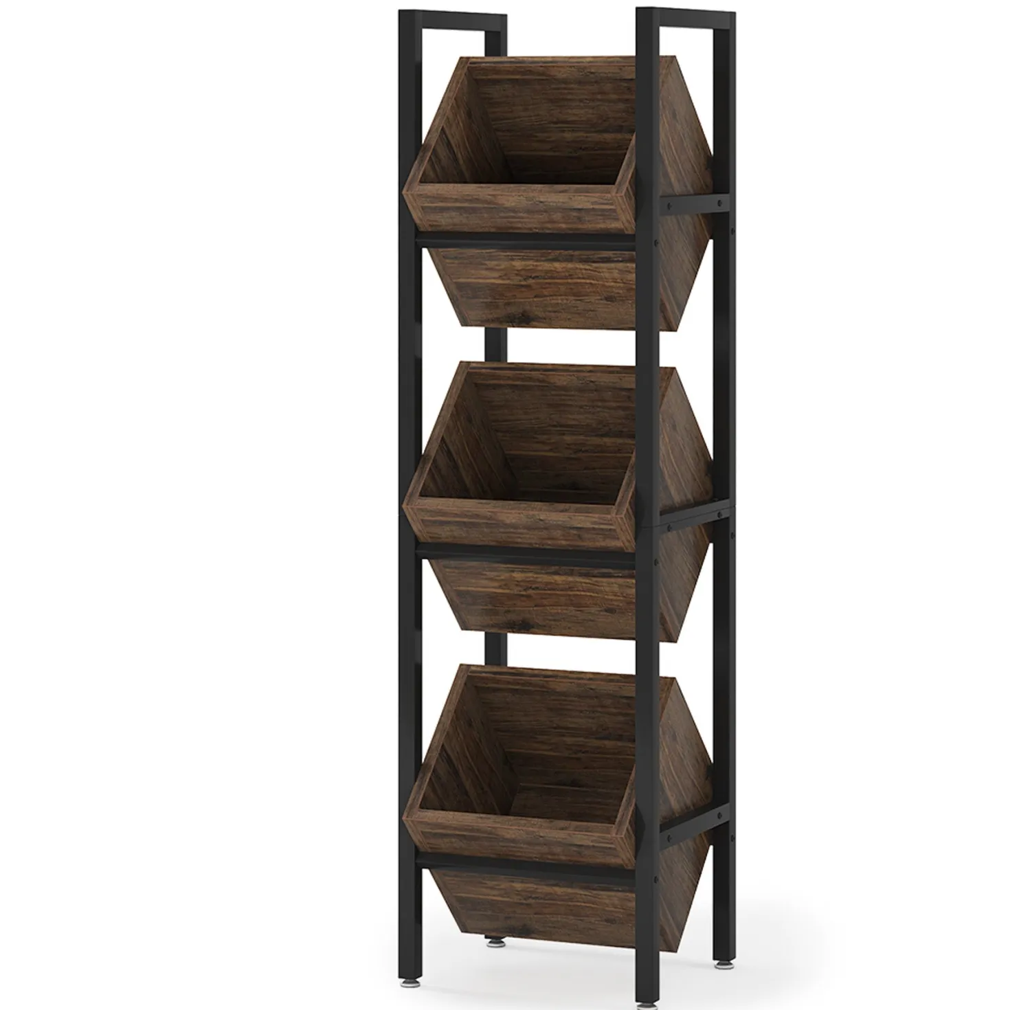 Industrial Wine Rack, 3 Tier Freestanding Wine Storage Stand