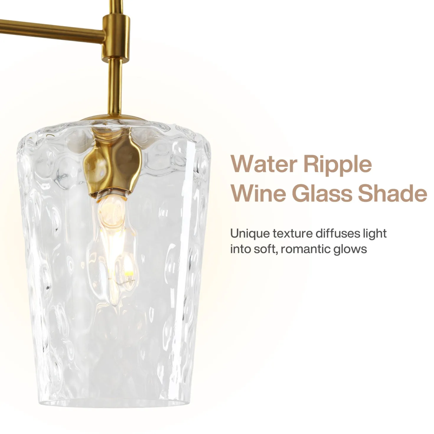 5-Light Chandelier, Modern Pendant Light with Water Ripple Wine Glass Shades
