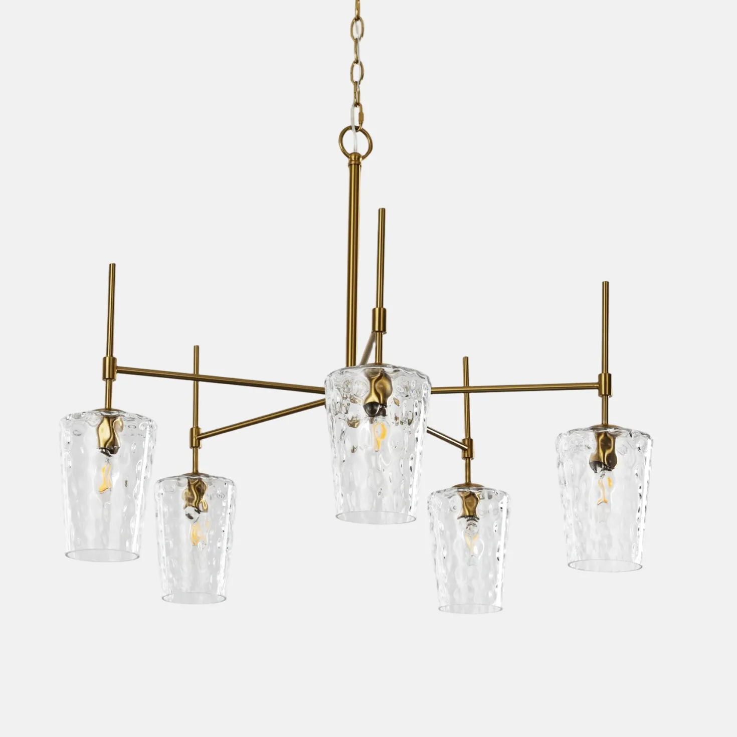 5-Light Chandelier, Modern Pendant Light with Water Ripple Wine Glass Shades