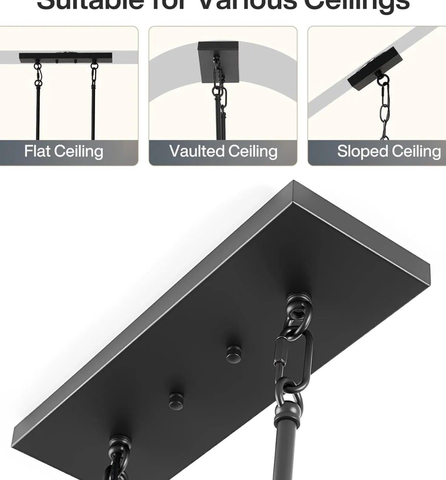 5-Light Dining Room Light Fixture, Luxury Linear Chandelier with Adjustable Height