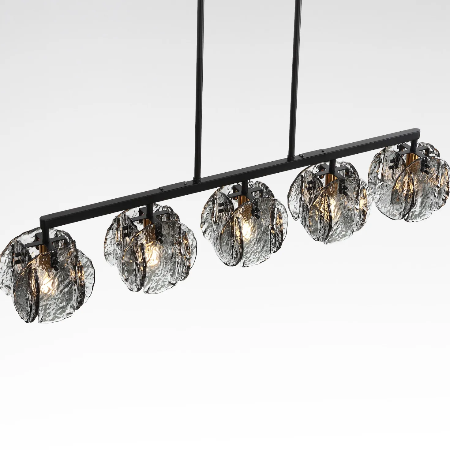 5-Light Dining Room Light Fixture, Luxury Linear Chandelier with Adjustable Height