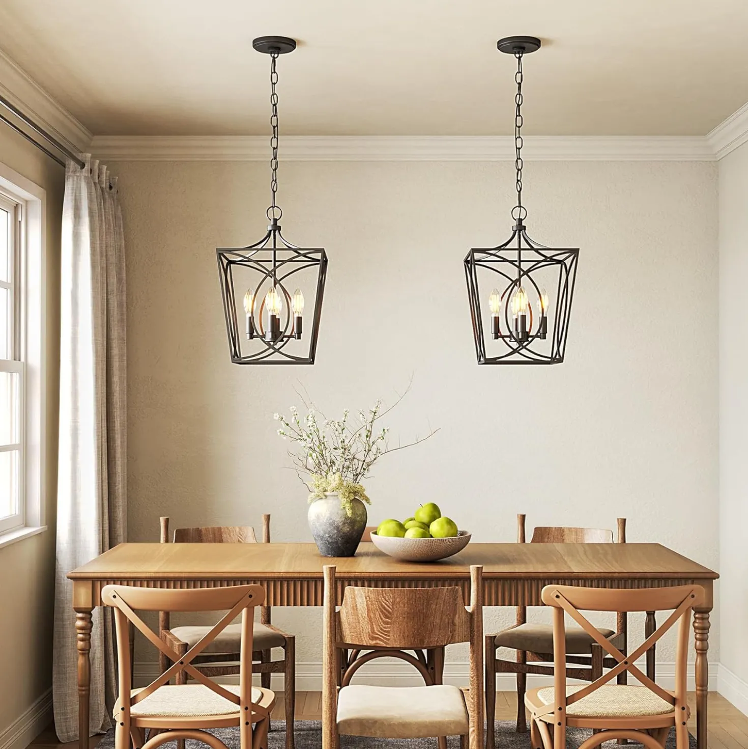4-Light Pendant Light Fixture, Industrial Chandelier With Adjustable Chain