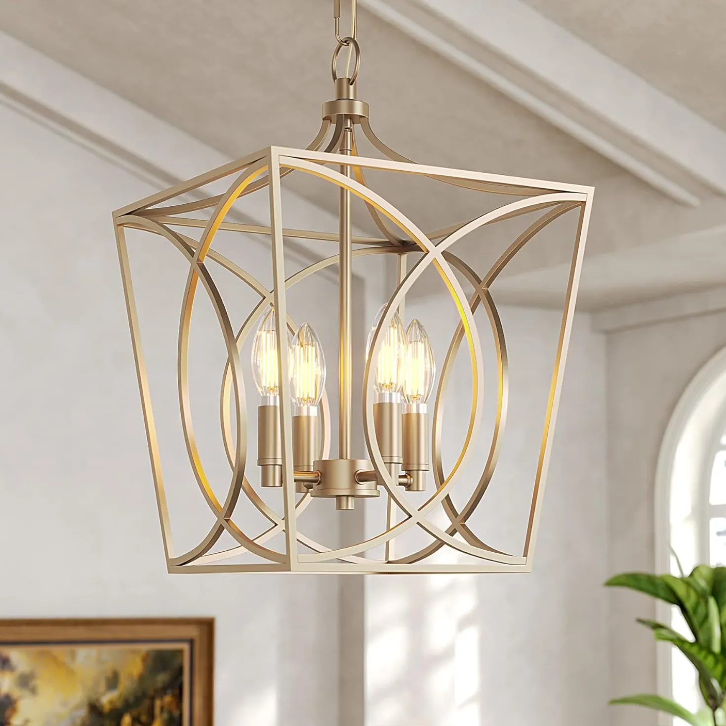 4-Light Pendant Light Fixture, Industrial Chandelier With Adjustable Chain