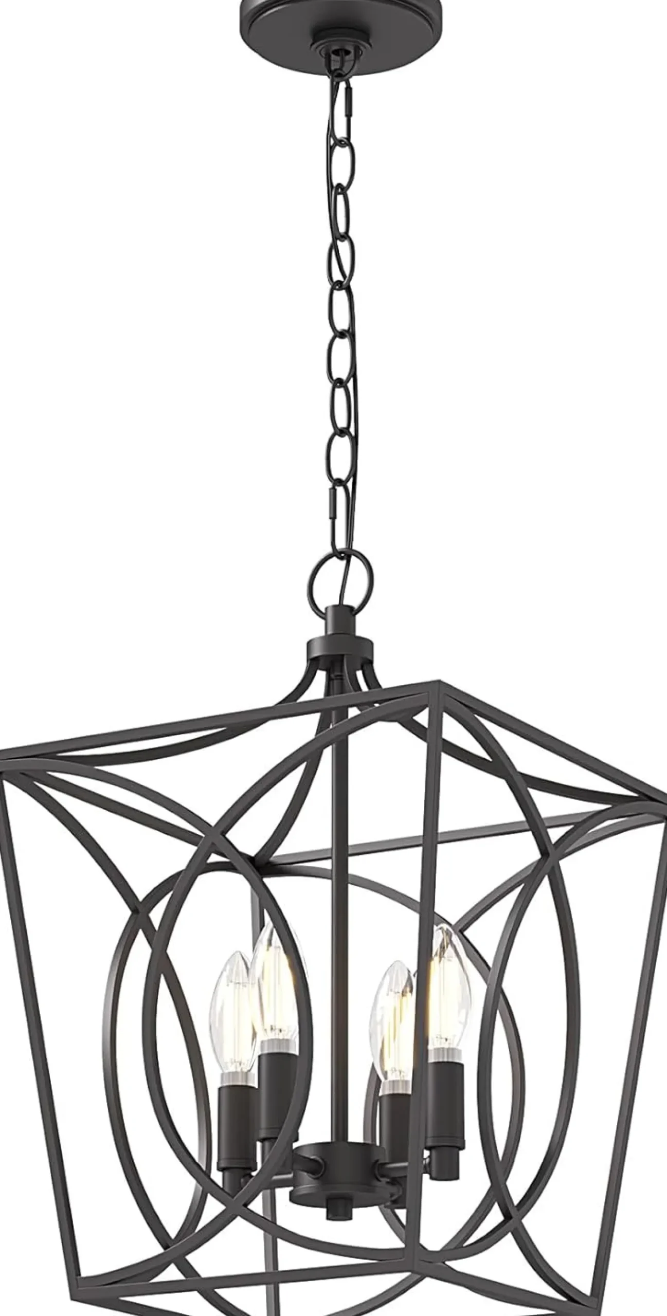 4-Light Pendant Light Fixture, Industrial Chandelier With Adjustable Chain