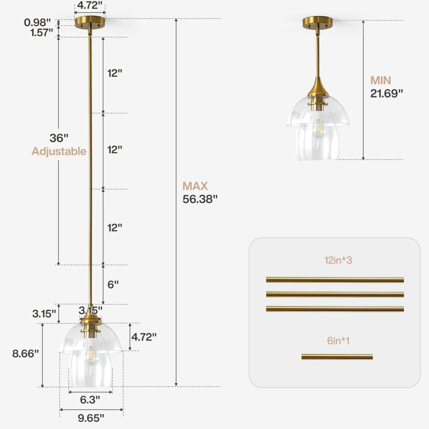 1-Light Pendant Lighting, Modern Island Chandelier Ceiling Light Fixture with Unique Design