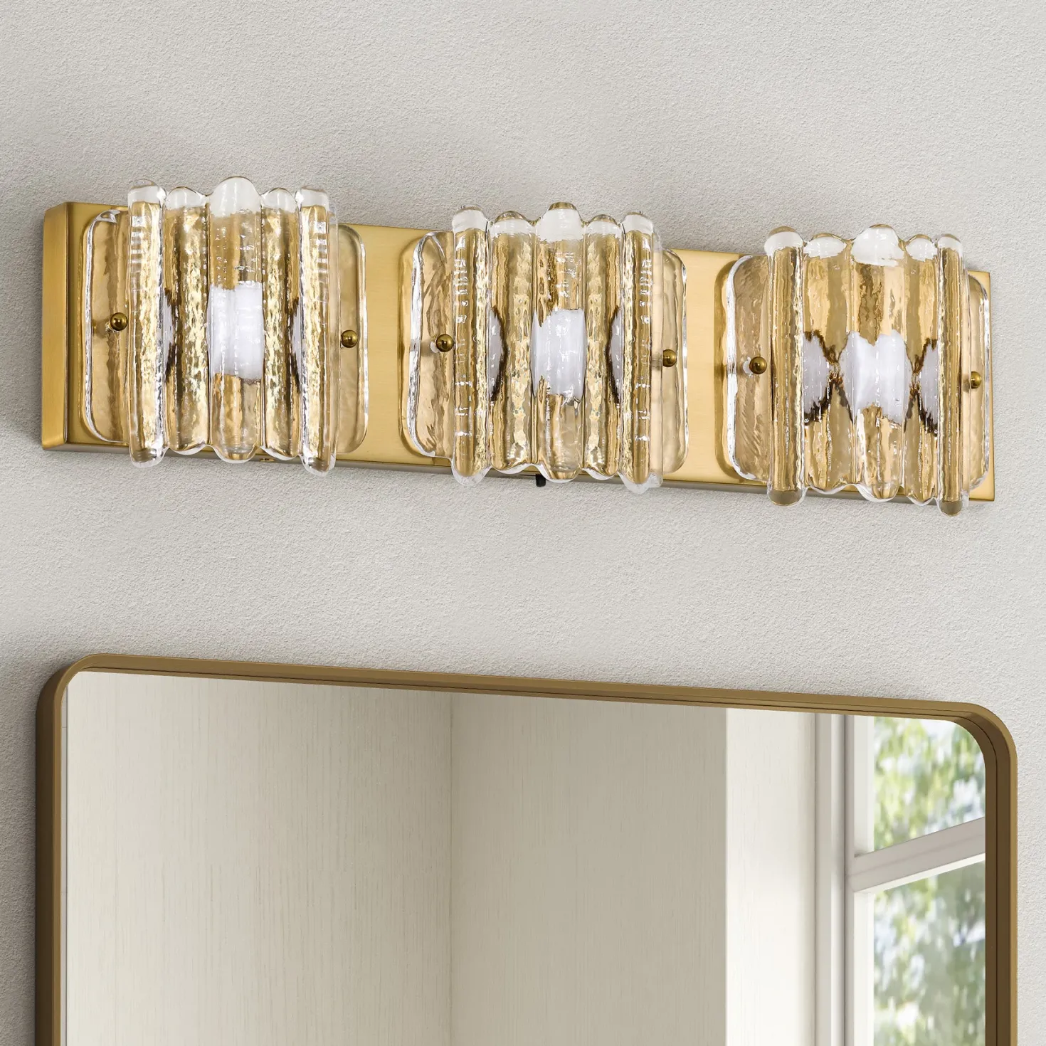 3-Light Vanity Light Fixture, Wall Lights with Crystal Glass Shades