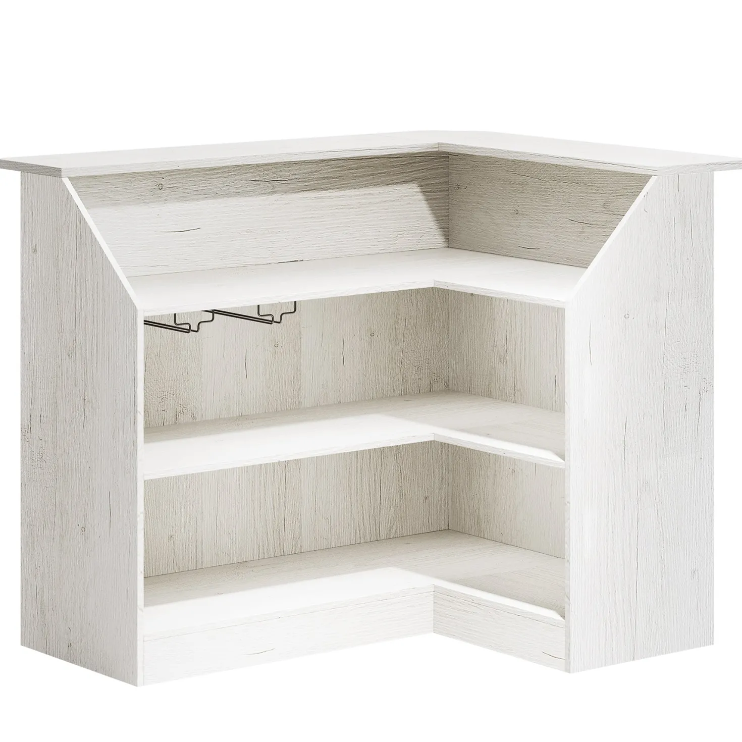 L-Shaped Bar Table, 4-Tier Home Bar Unit Liquor Storage Cabinet