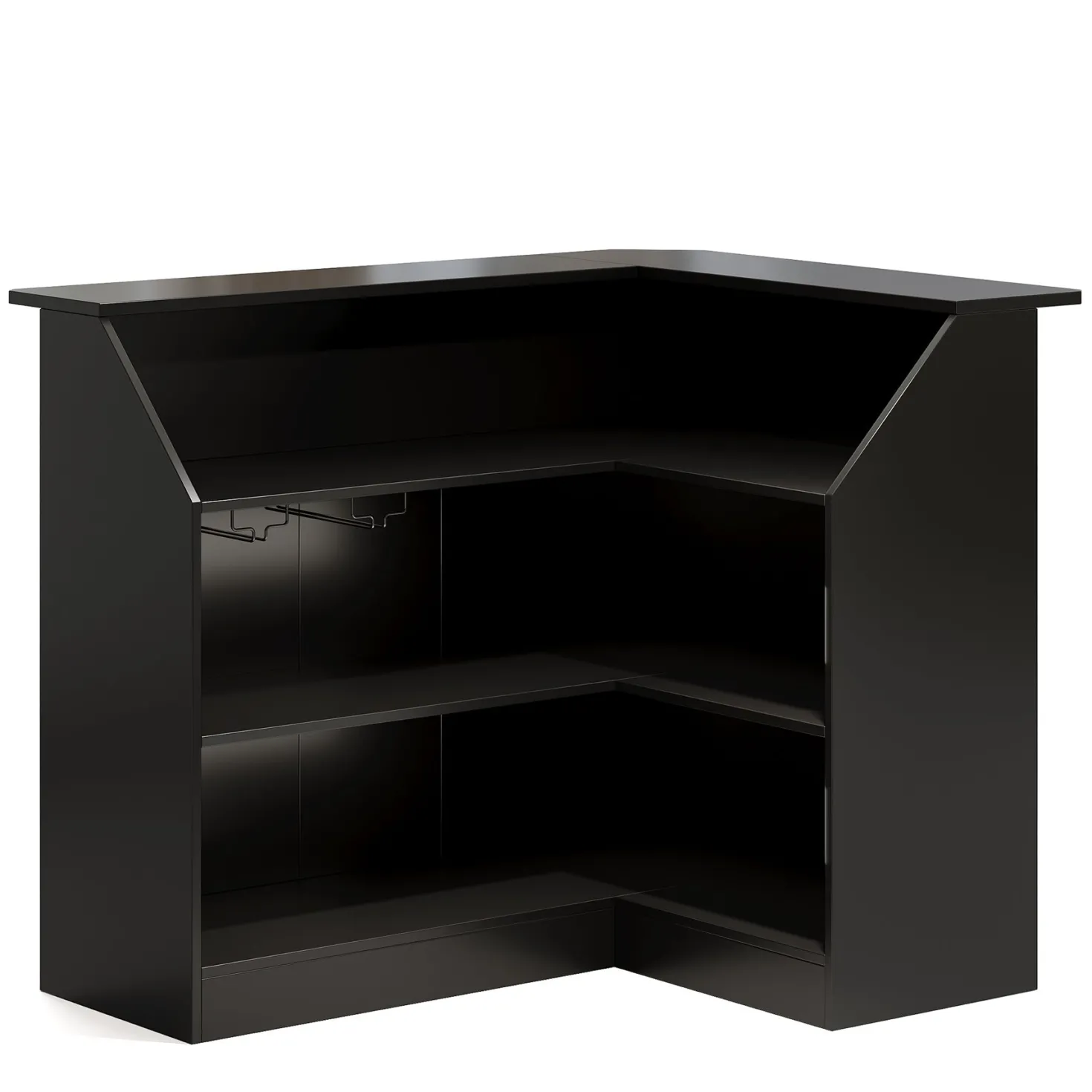 L-Shaped Bar Table, 4-Tier Home Bar Unit Liquor Storage Cabinet