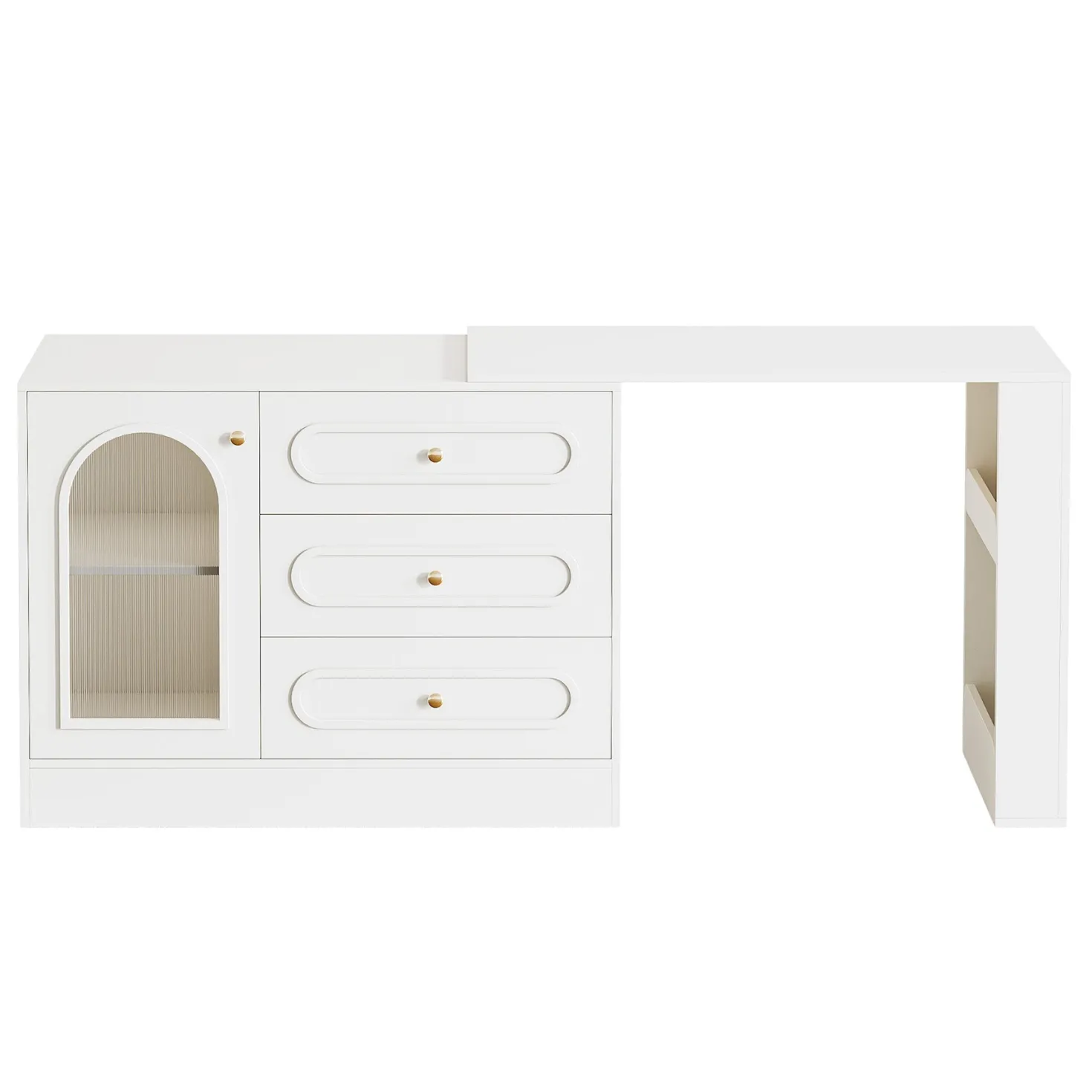 Makeup Desk, 360° Rotatable Vanity Desk with 3 Drawers(Without Mirror)