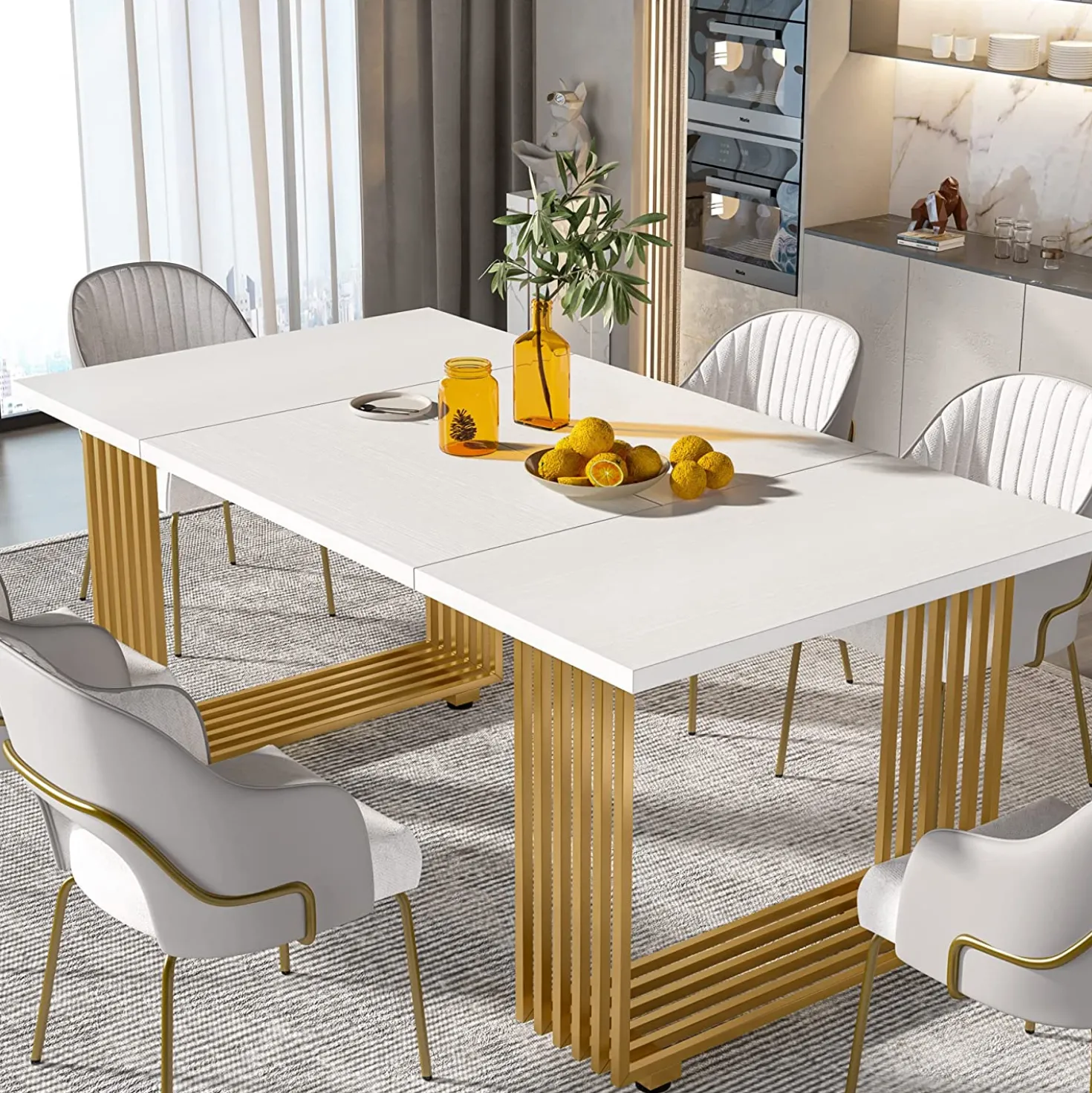 Modern Dining Table, 70.8 Inches Kitchen Table for 6-8 People