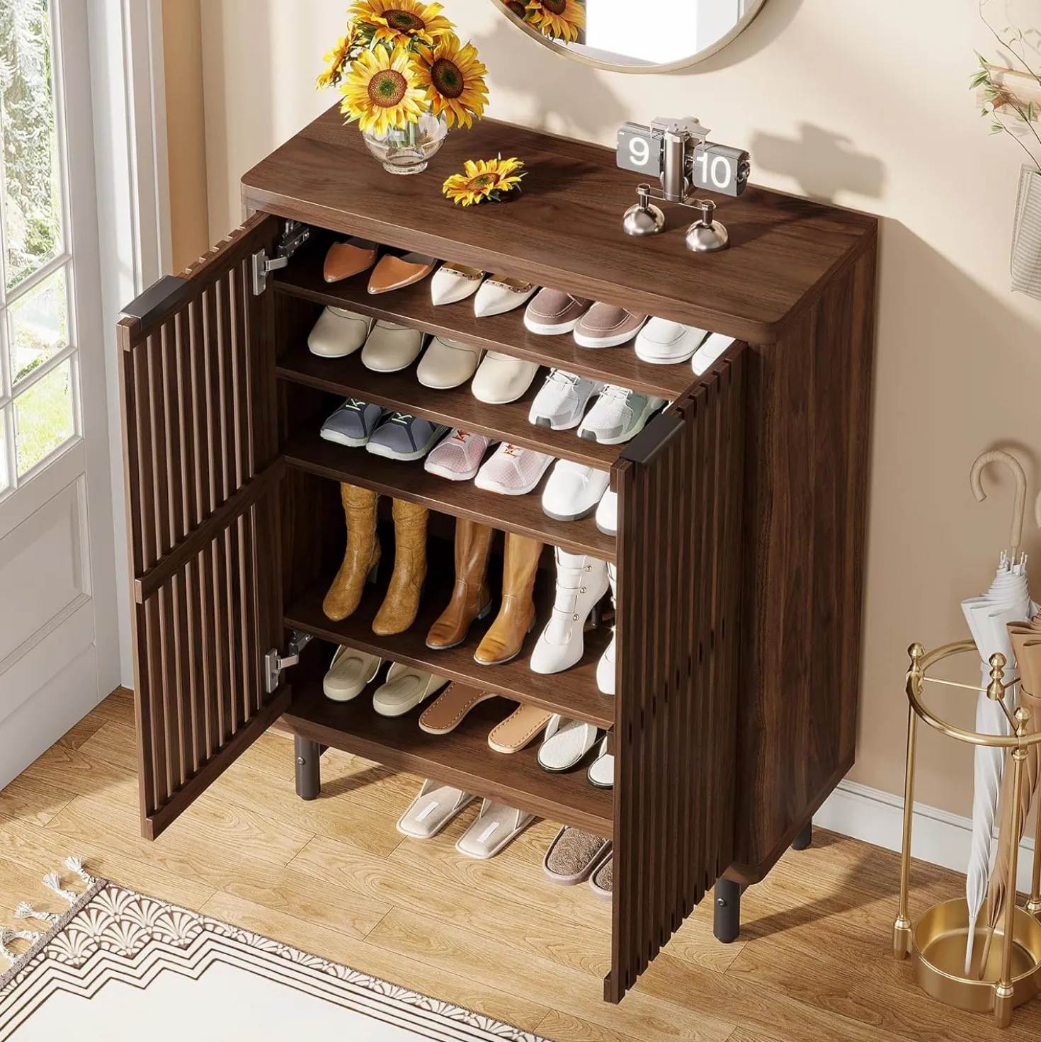 Modern Shoe Cabinet, 6-Tier Rack Organizer with Adjustable Shelves