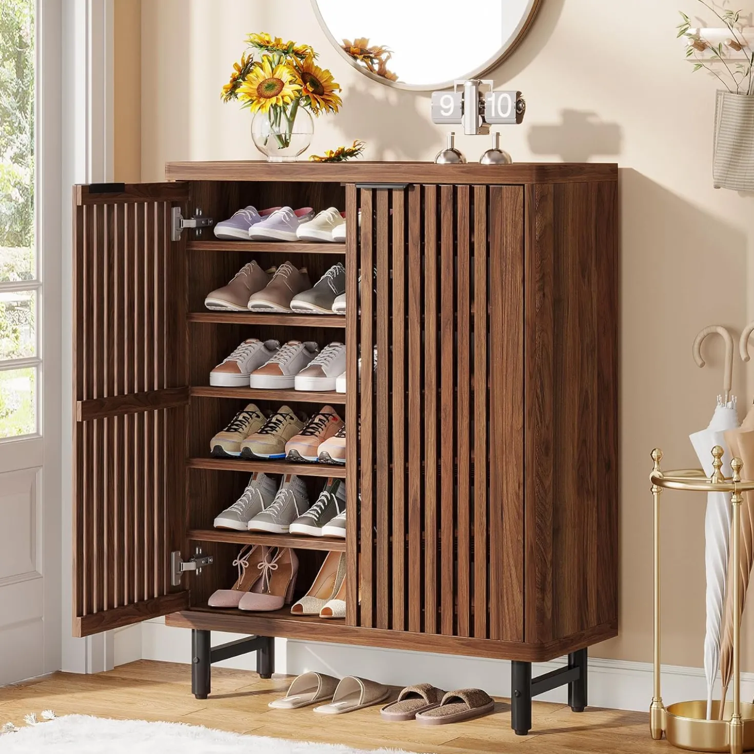 Modern Shoe Cabinet, 6-Tier Rack Organizer with Adjustable Shelves