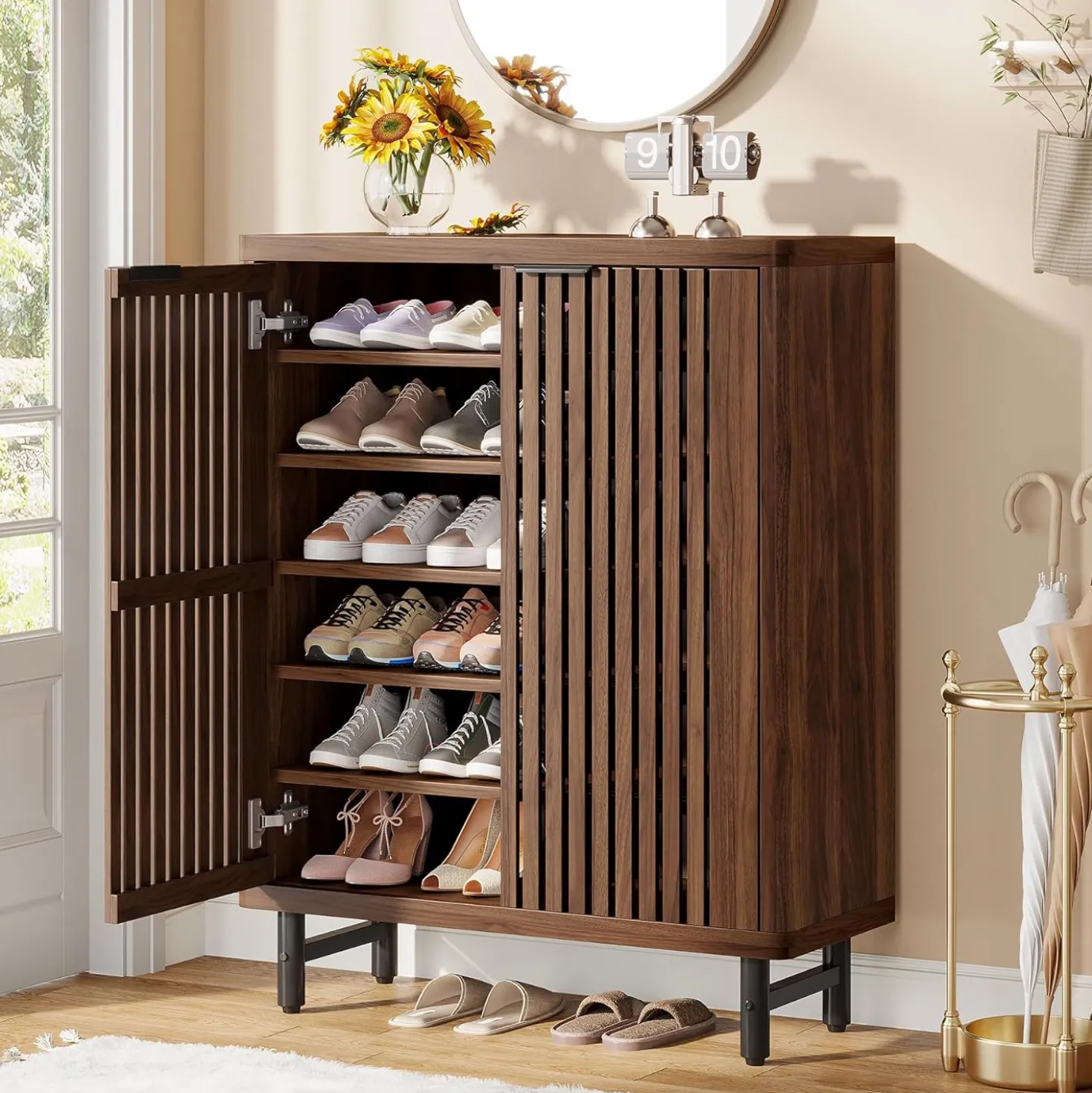 Modern Shoe Cabinet, 6-Tier Rack Organizer with Adjustable Shelves