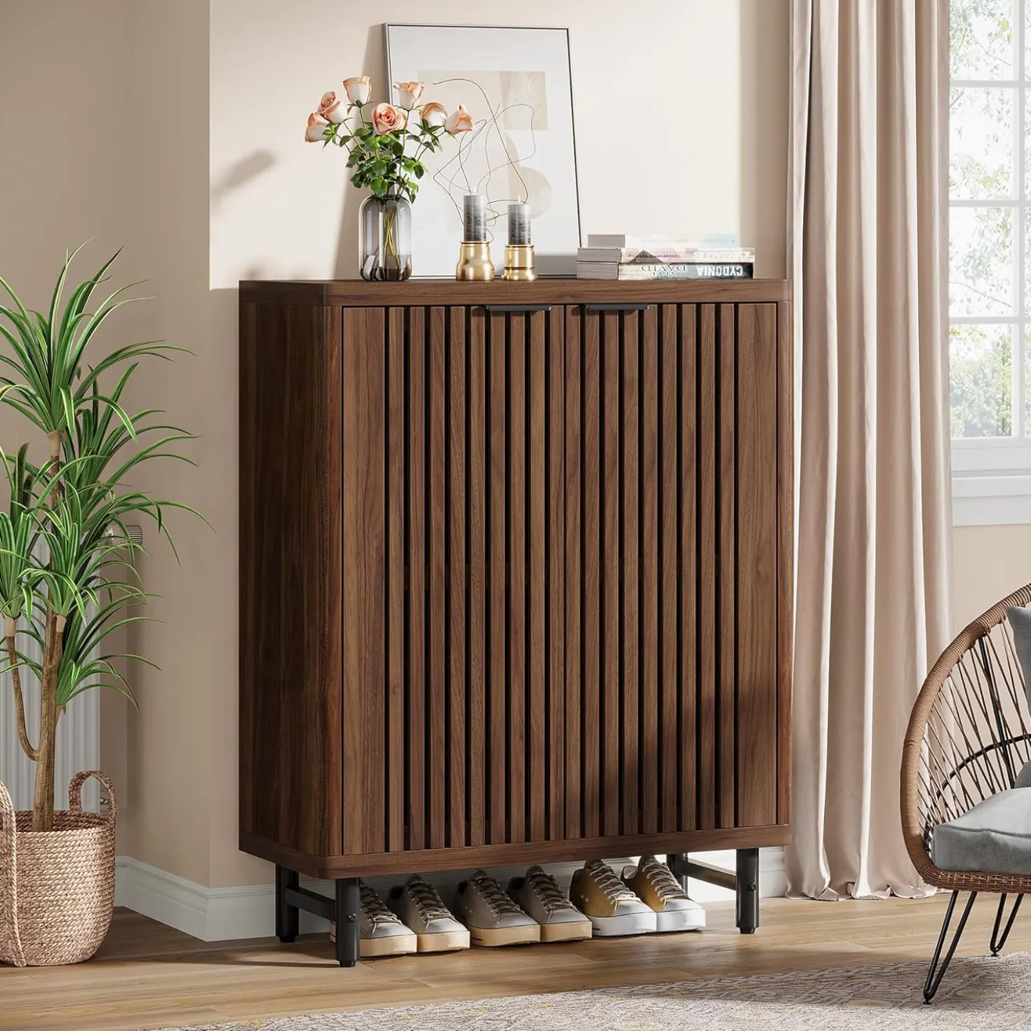 Modern Shoe Cabinet, 6-Tier Rack Organizer with Adjustable Shelves