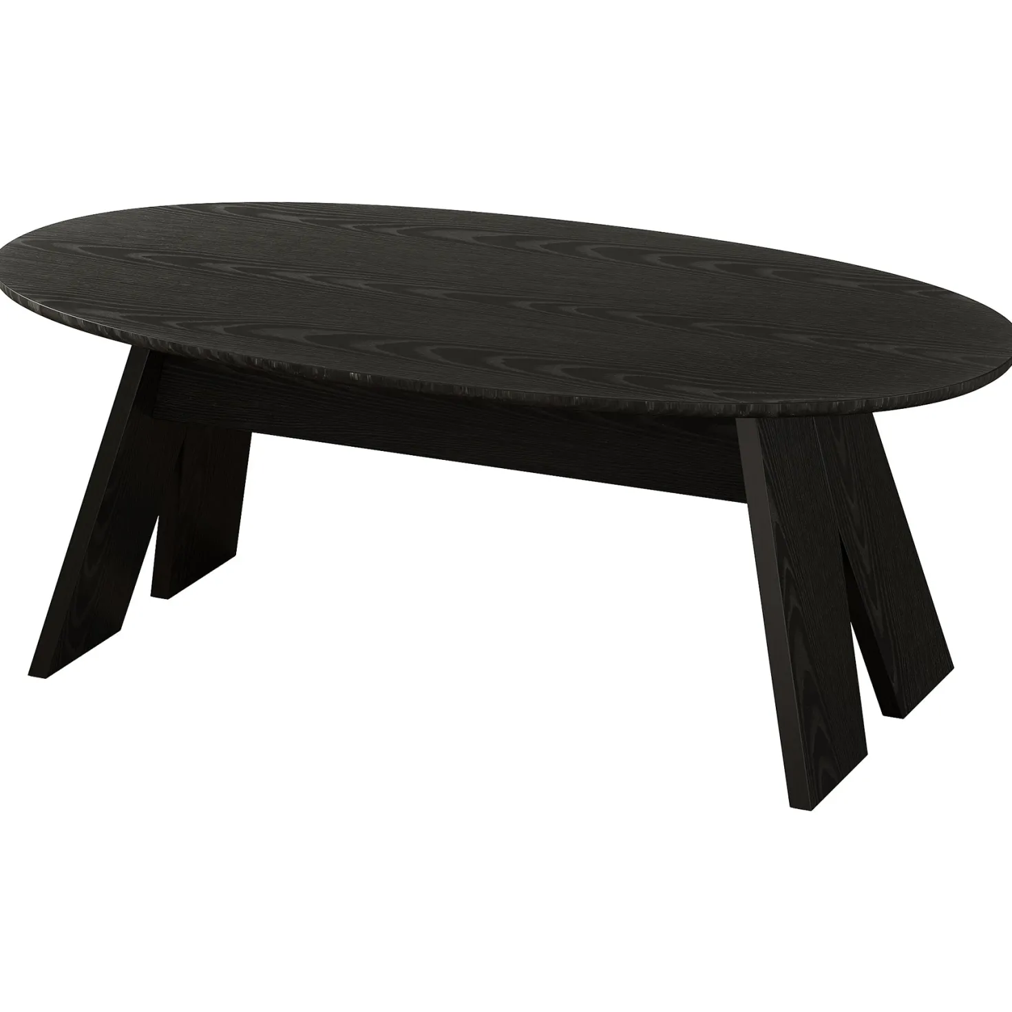 Oval Coffee Table, 47" Modern Center Cocktail Table with Angled Legs