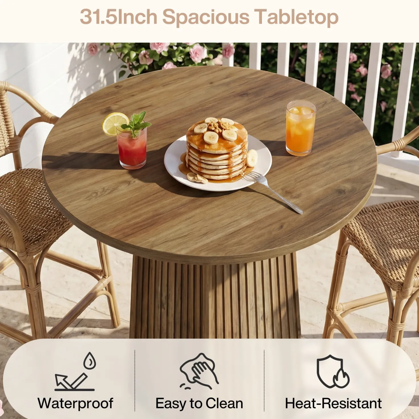 Round Bar Table, 31.5" Pub Table Dining Table for Dining Room, Kitchen
