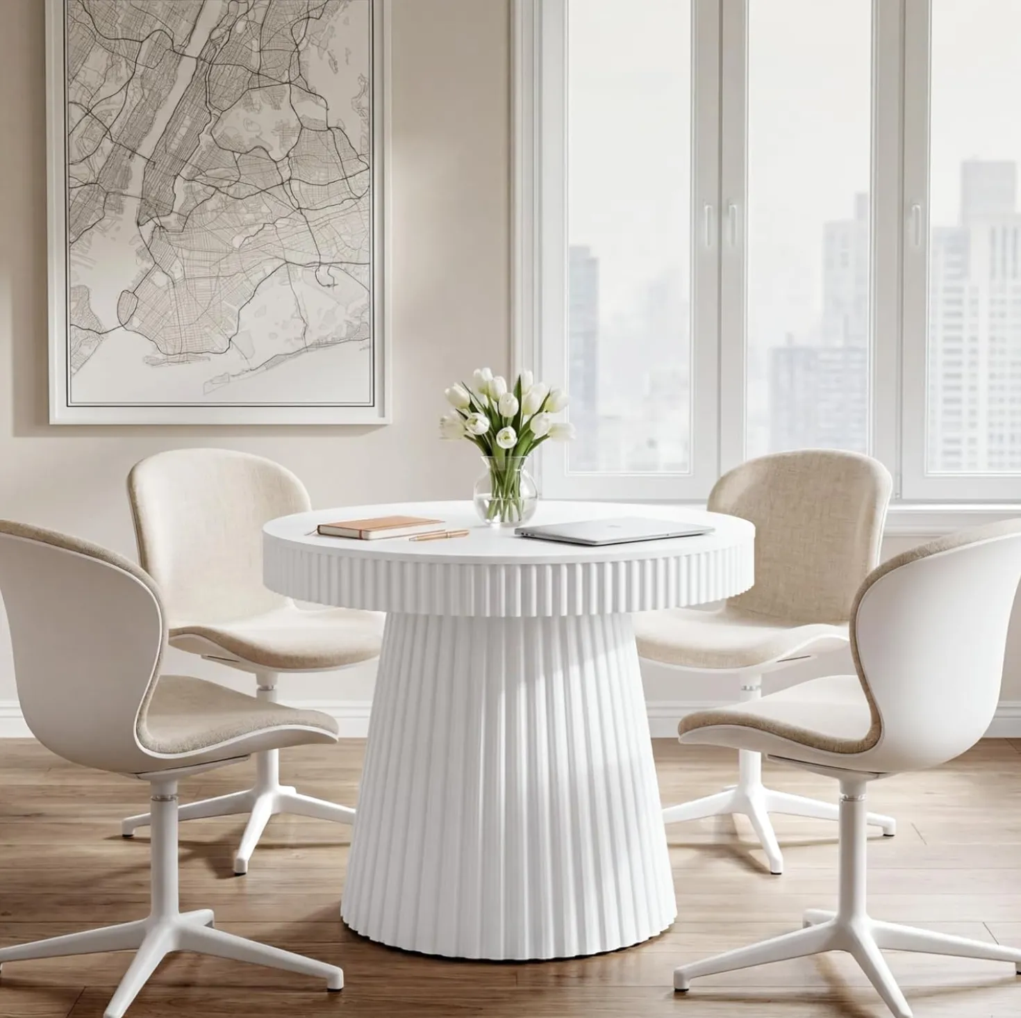 Round Conference Table, 31.5" Meeting Table Discussion Table for Home Office