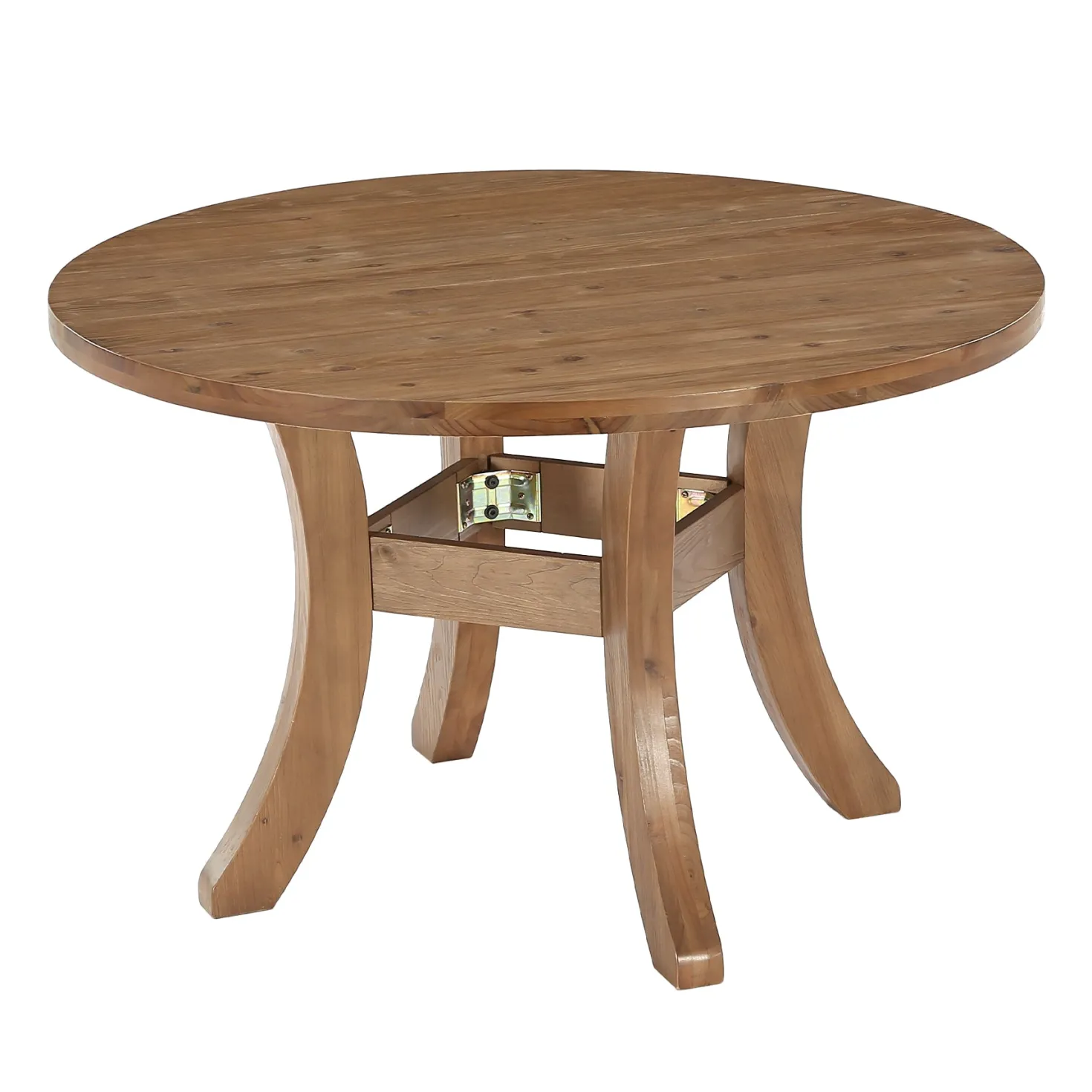 Solid Wood Round Dining Table, 47" Kitchen Table with Unique Curved Legs