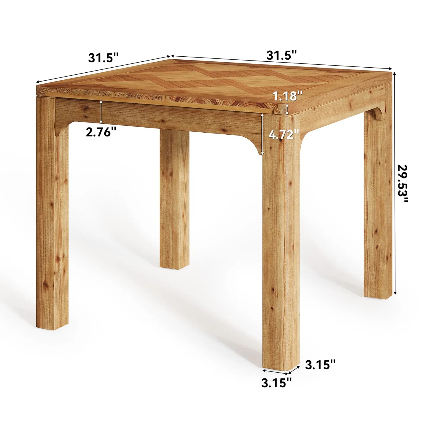 Solid Wood Square Dining Table, 31.5" Kitchen Table with 3D Textured Tabletop