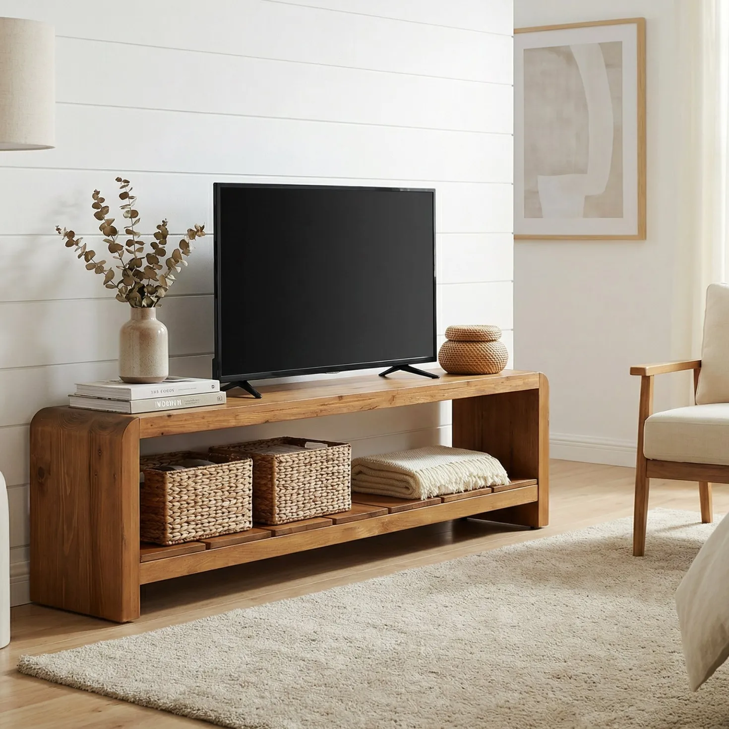 Solid Wood Tv Stand, Rustic Entertainment Center Media Console for Tv Up to 65"