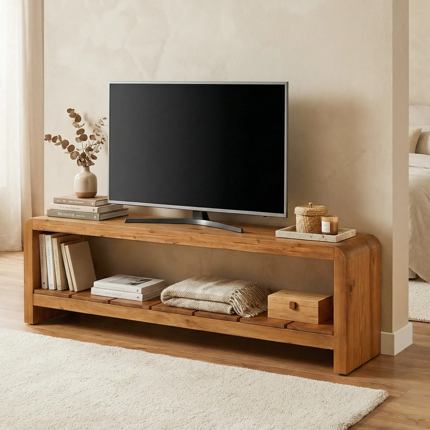 Solid Wood Tv Stand, Rustic Entertainment Center Media Console for Tv Up to 65"