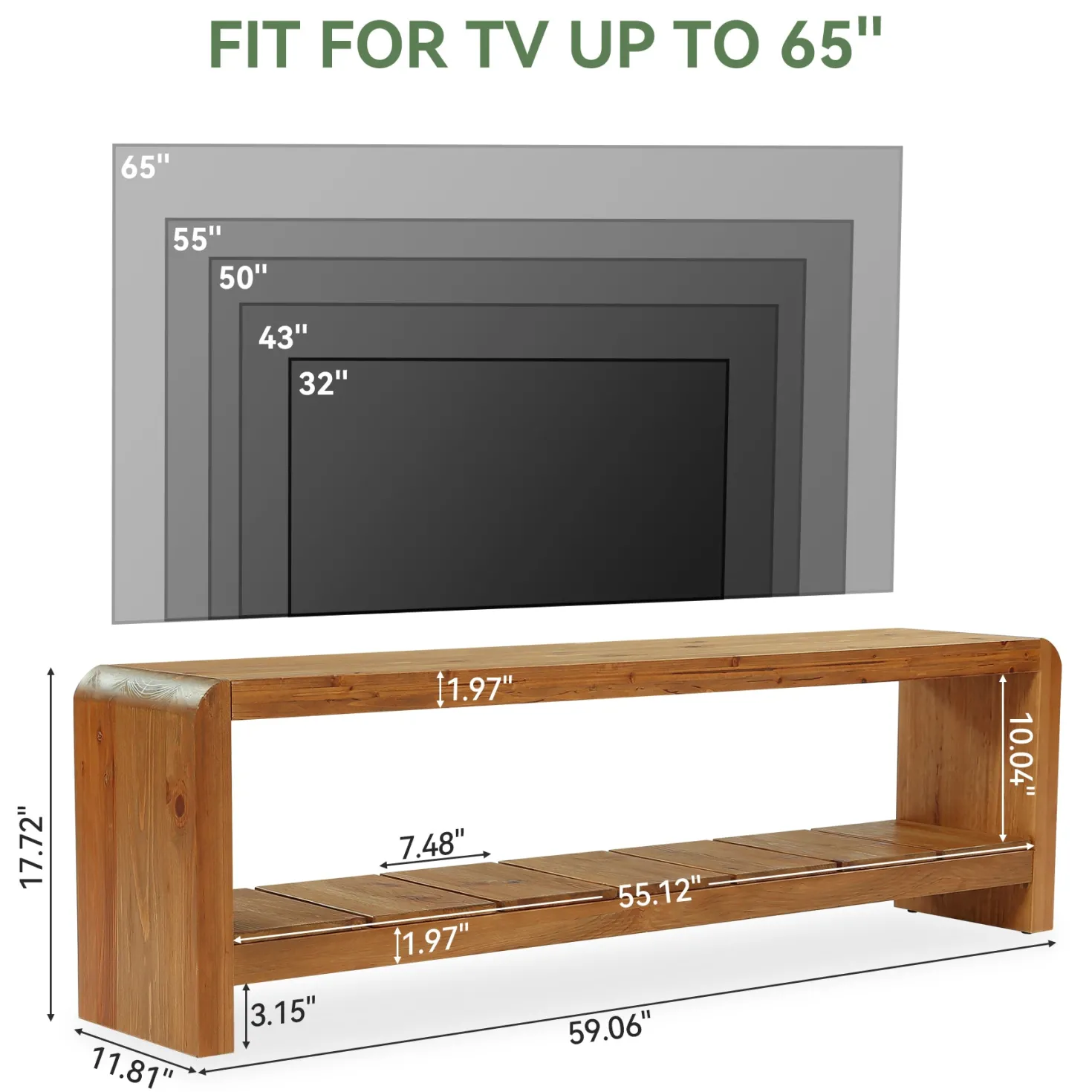 Solid Wood Tv Stand, Rustic Entertainment Center Media Console for Tv Up to 65"