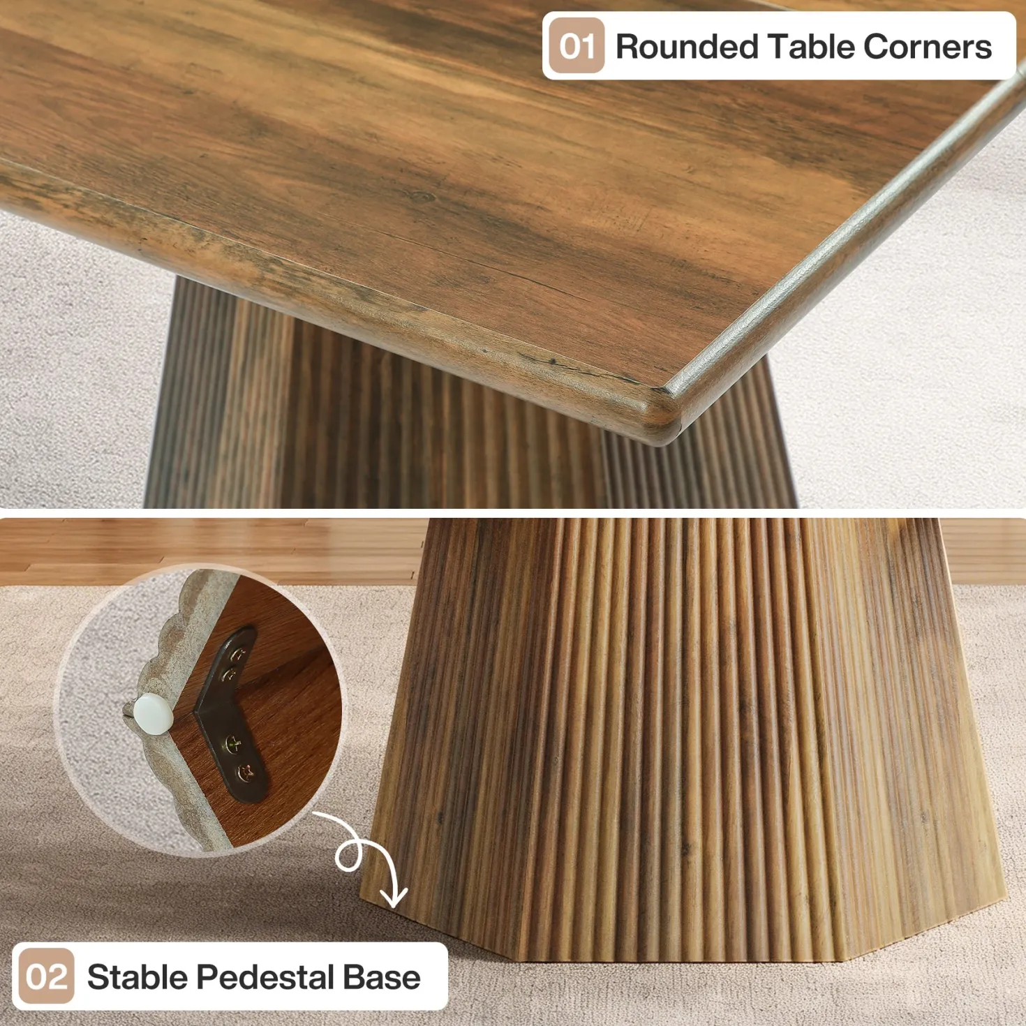 Square Dining Table for 4, 31.5" Kitchen Table with Sturdy Pedestal Base