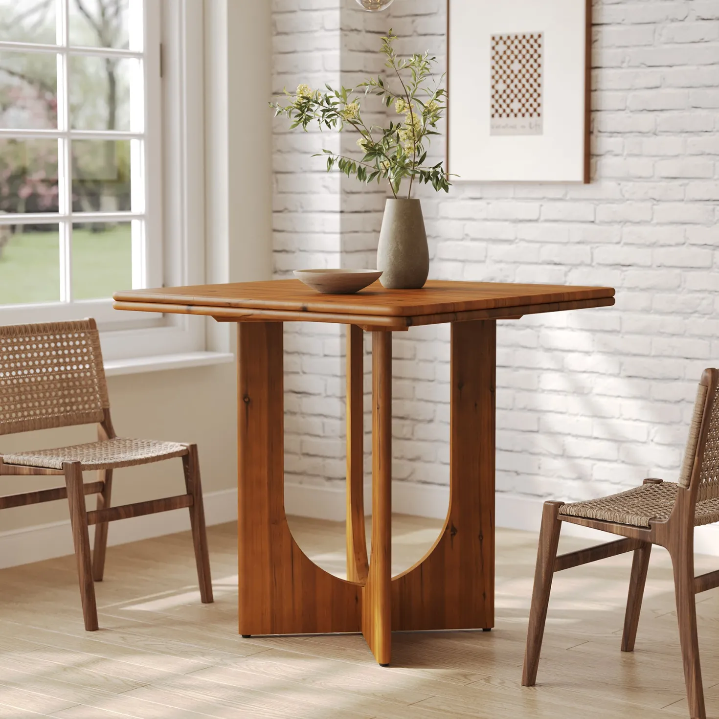 Square Solid Wood Dining Table, 31.5" Kitchen Table for 2-4 People