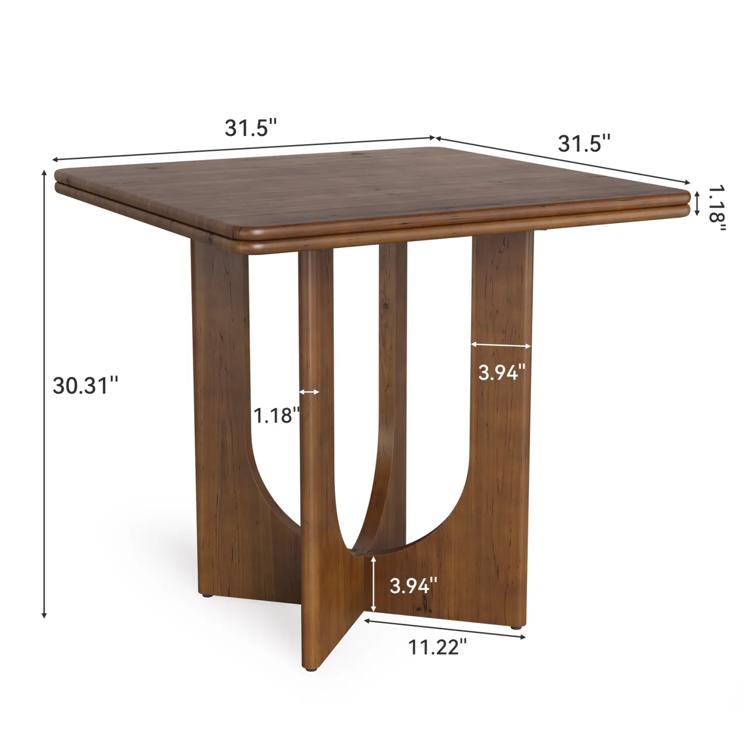 Square Solid Wood Dining Table, 31.5" Kitchen Table for 2-4 People