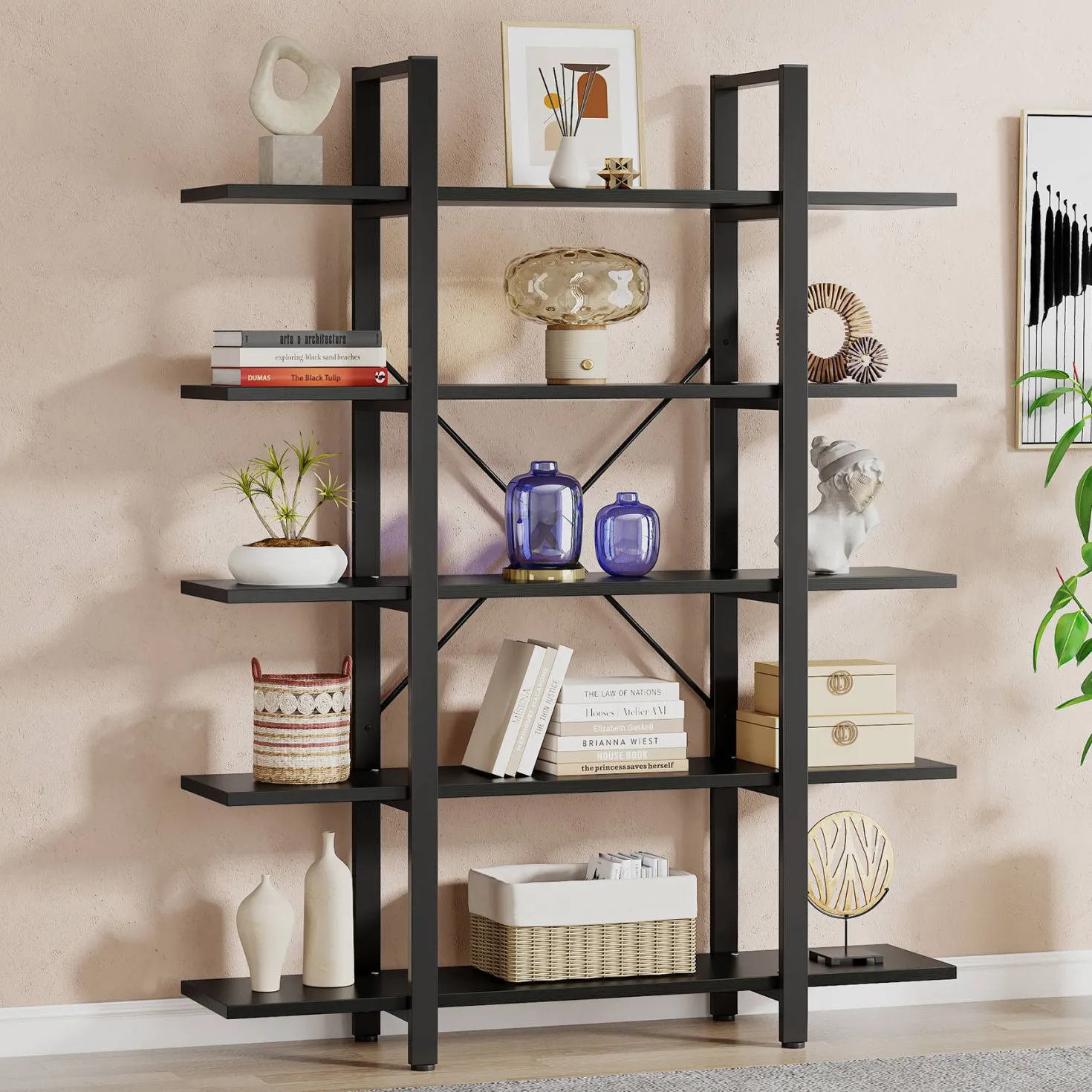 5-Tier Bookshelf, Open Etagere Bookcase Storage Display Rack