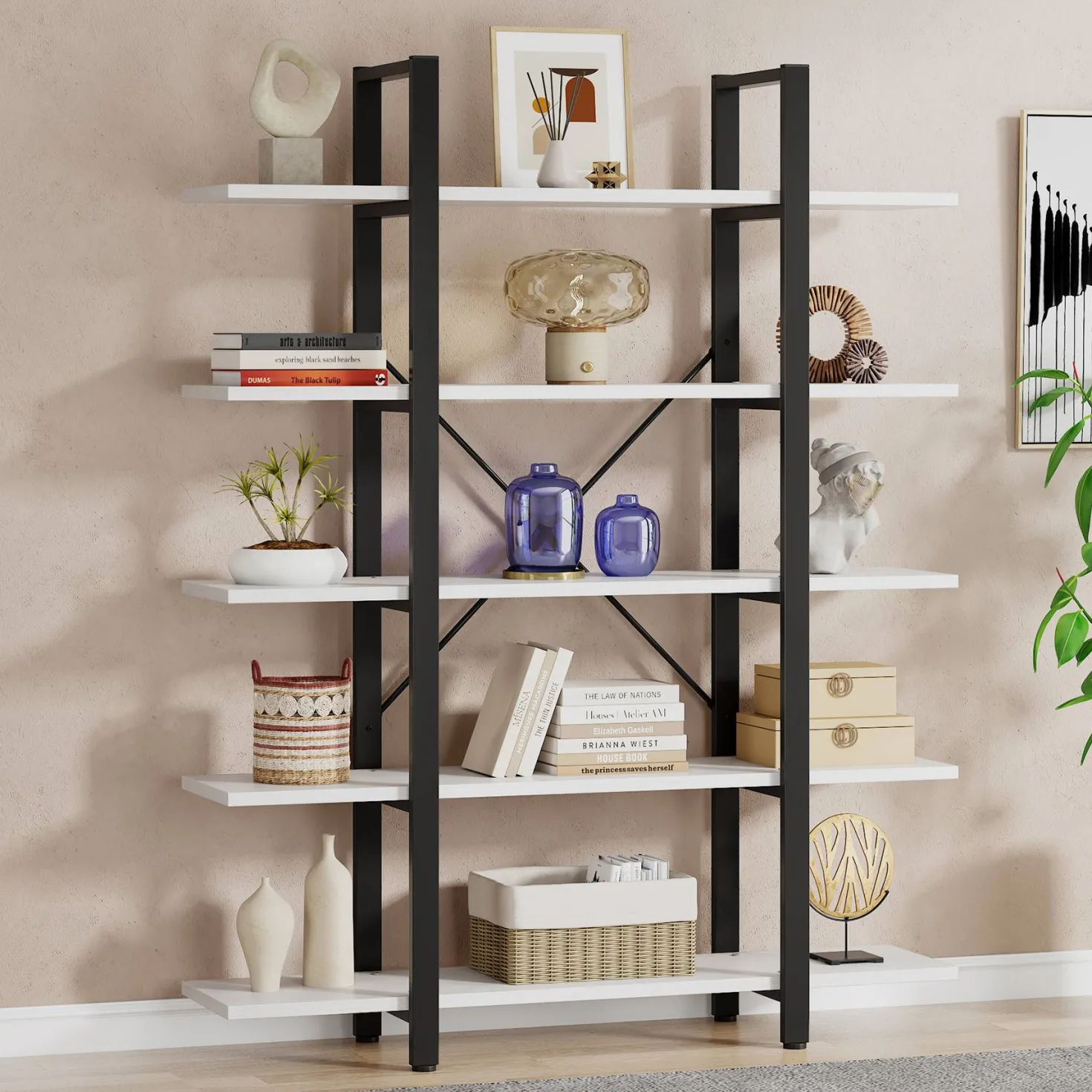 5-Tier Bookshelf, Open Etagere Bookcase Storage Display Rack