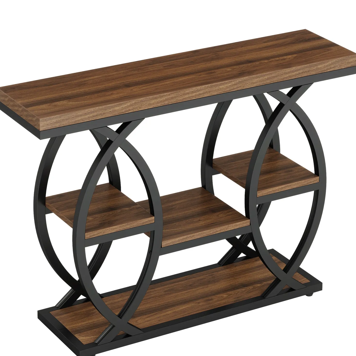 4-Tier Console Table, 39" Sofa Entryway Table with Storage Shelves