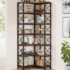 7-Tier Corner Bookshelf Corner Bookcase Storage Display Rack